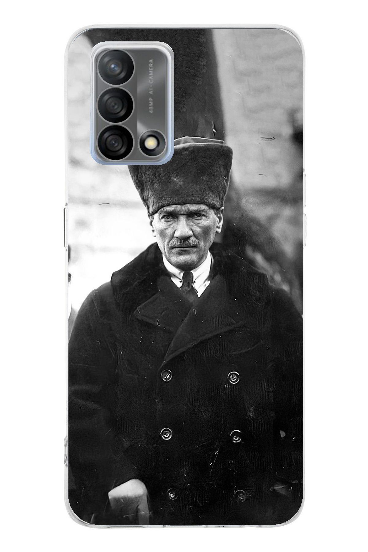 TechTree OPPO A74 Uyumlu Mustafa Kemal Atatürk Portre Şeffaf Silikon Kılıf