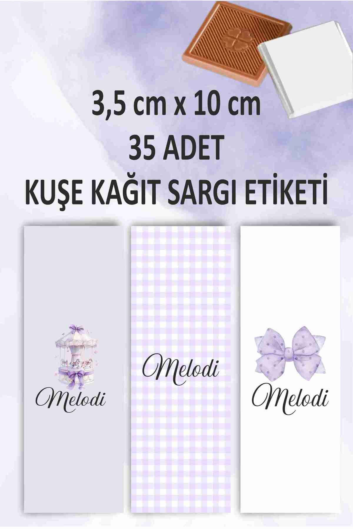 fırsatlar diyarı Özel İsimli Sargı Çikolata Etiketi - Atlı Karınca 3,5x10 cm Kesimli Parlak Kuşe Sticker - 36 Adet
