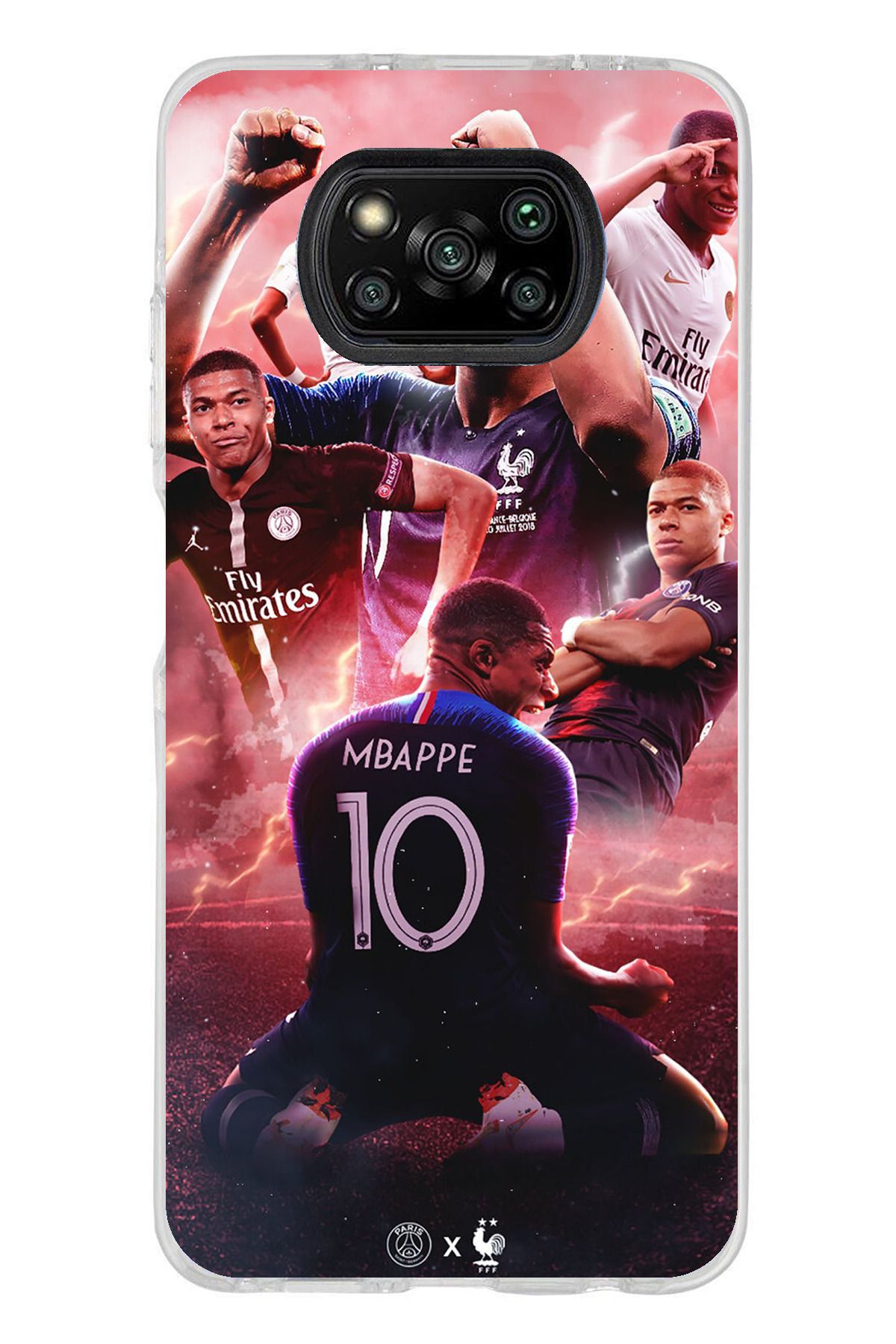 TechTree Poco X3 / NFC / PRO Uyumlu Mbappe Sevinçler Şeffaf Silikon Kılıf