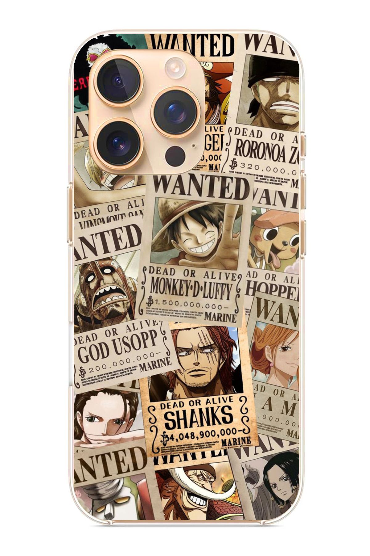 TechTree iPhone 16 Pro Uyumlu One Piece Gazete Tasarımlı Şeffaf Silikon Kılıf