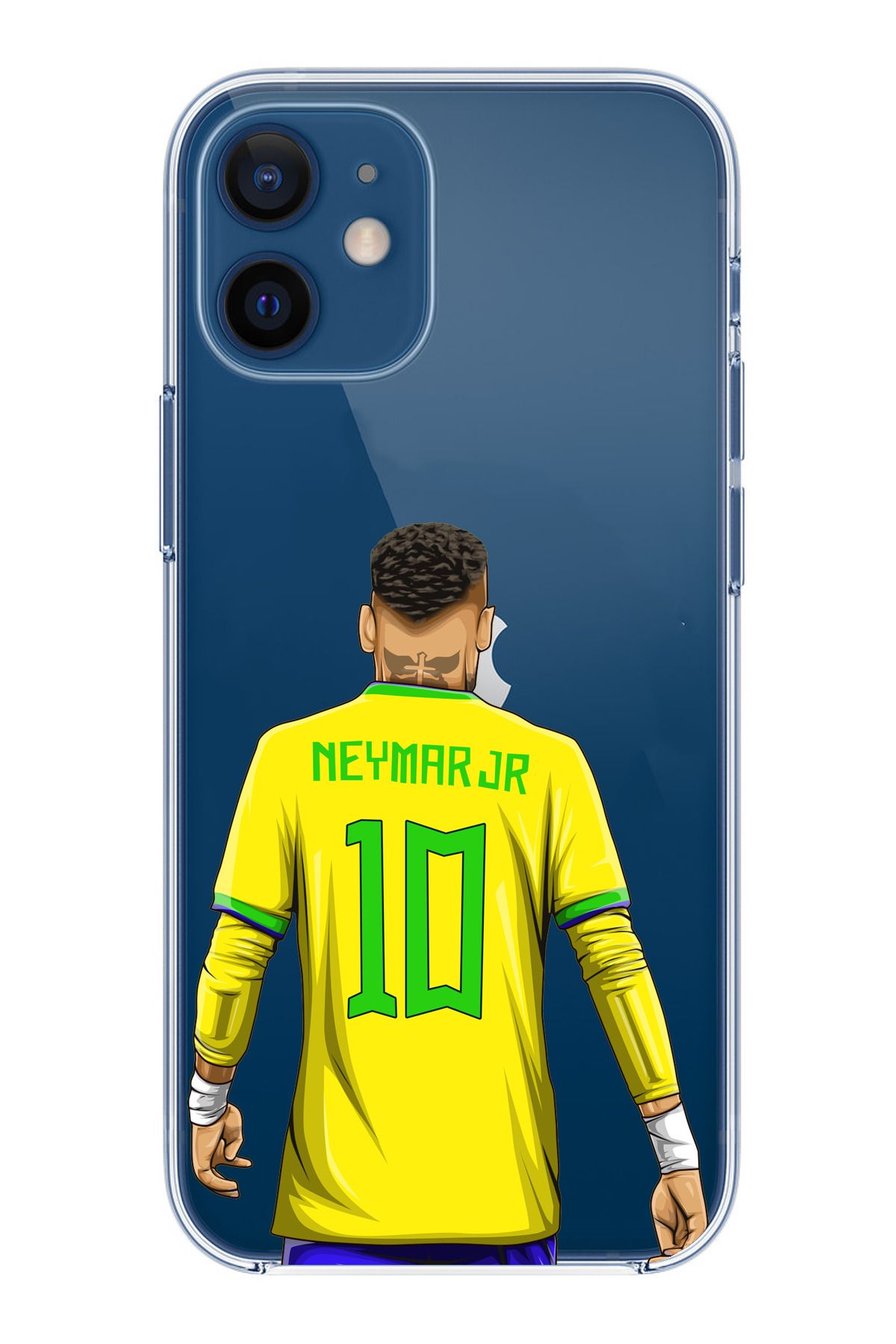 TechTree iPhone 12 Mini Uyumlu Neymar Minimal Forma Şeffaf Silikon Kılıf