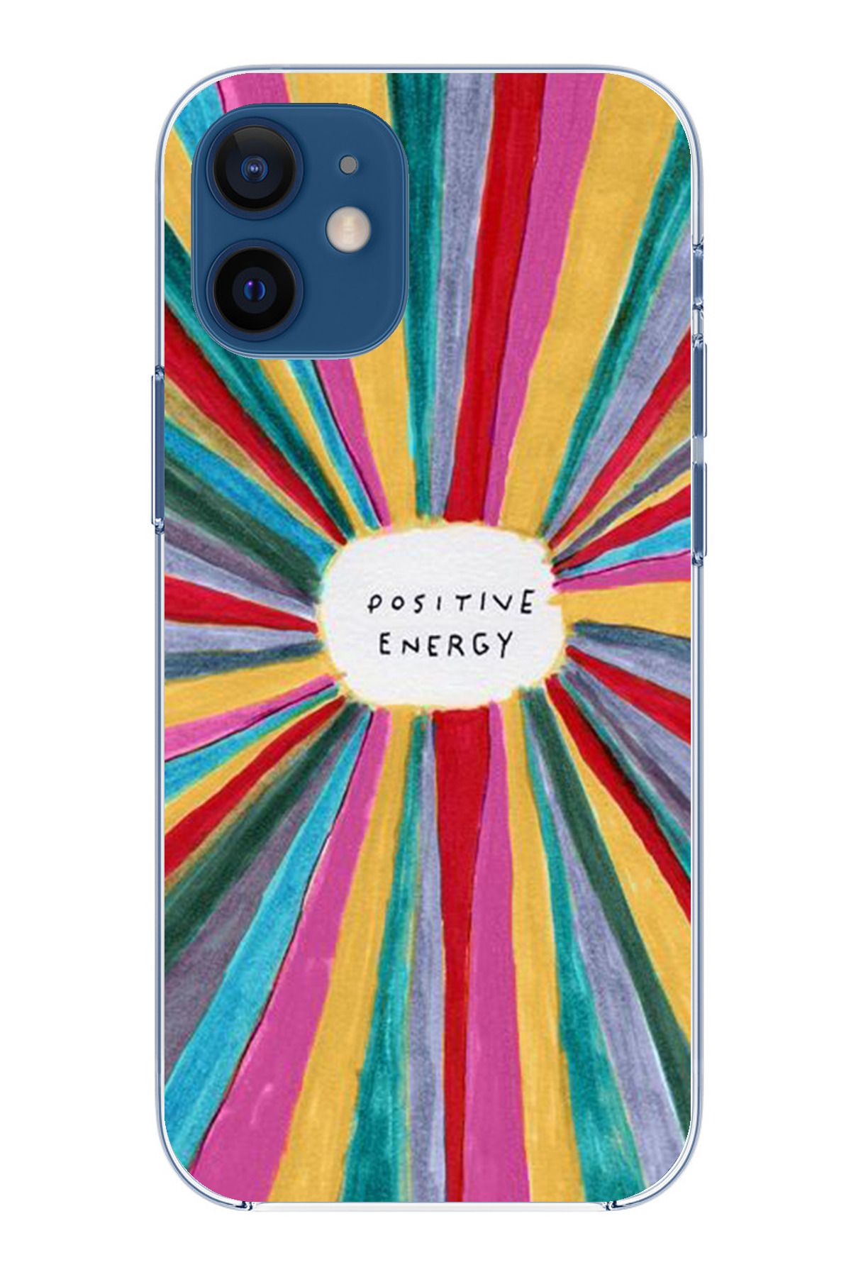 TechTree iPhone 12 Mini Uyumlu Positive Energy Tasarımlı Şeffaf Silikon Kılıf
