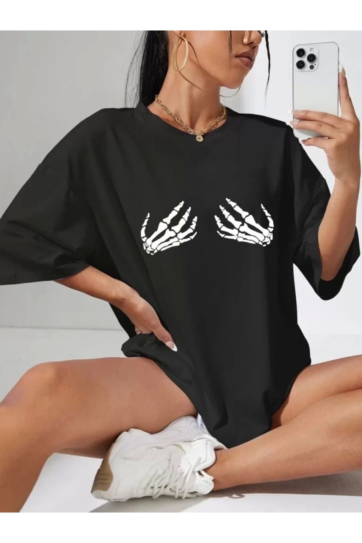 CVS Baskılı Kadın T-shirt - Siyah