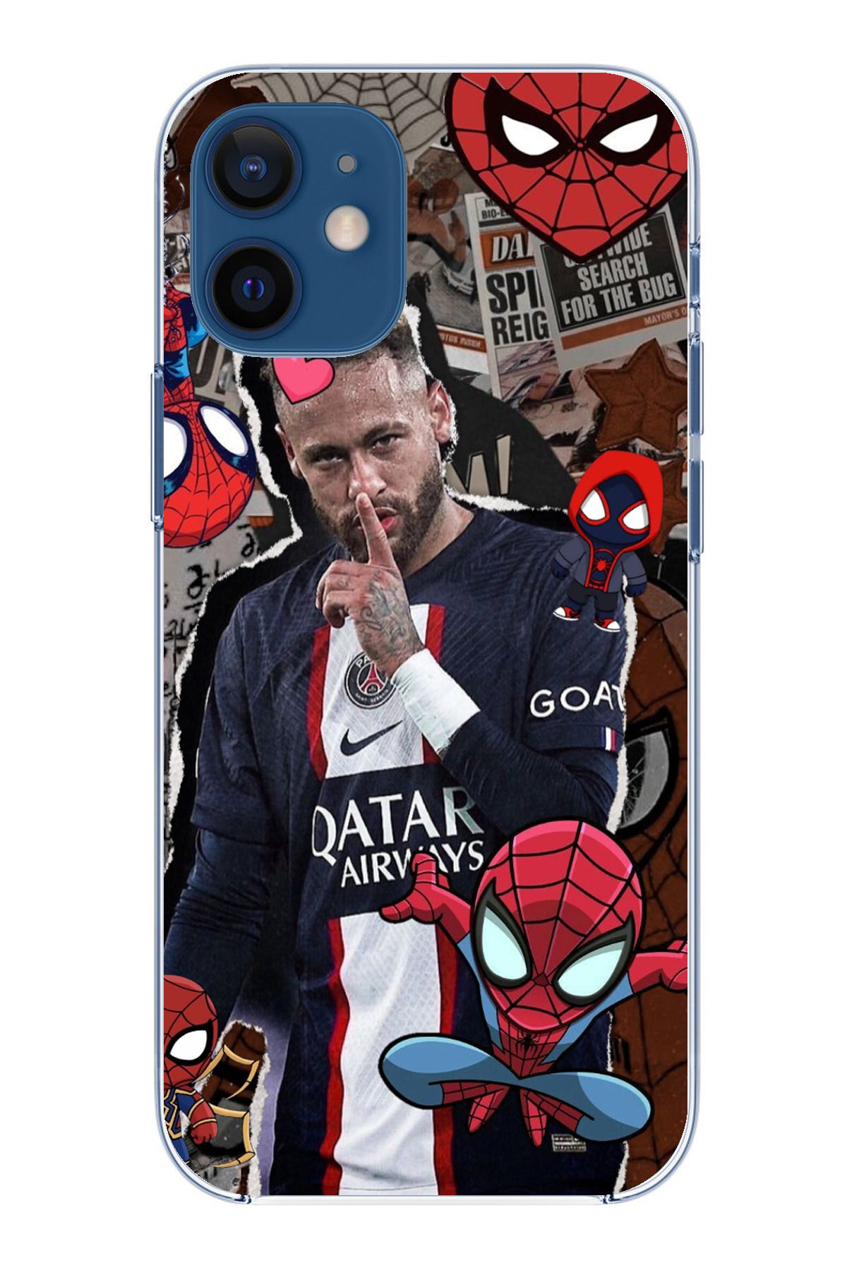 TechTree iPhone 12 Mini Uyumlu Neymar PSG Şeffaf Silikon Kılıf
