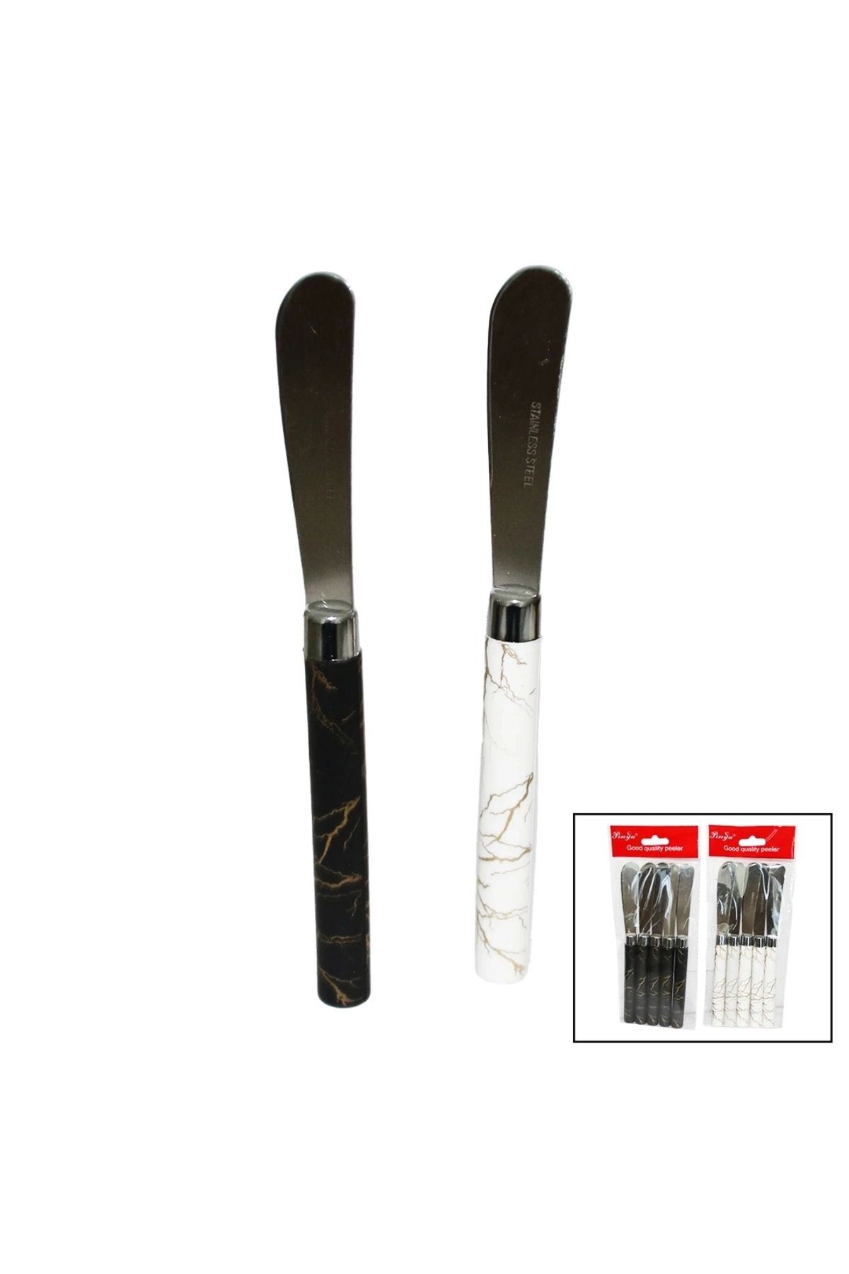 STOREMAX 5 PARÇA UZUN KAHVALTI BIÇAK - MERMER DESEN SAPLI 16.5 cm (5047)