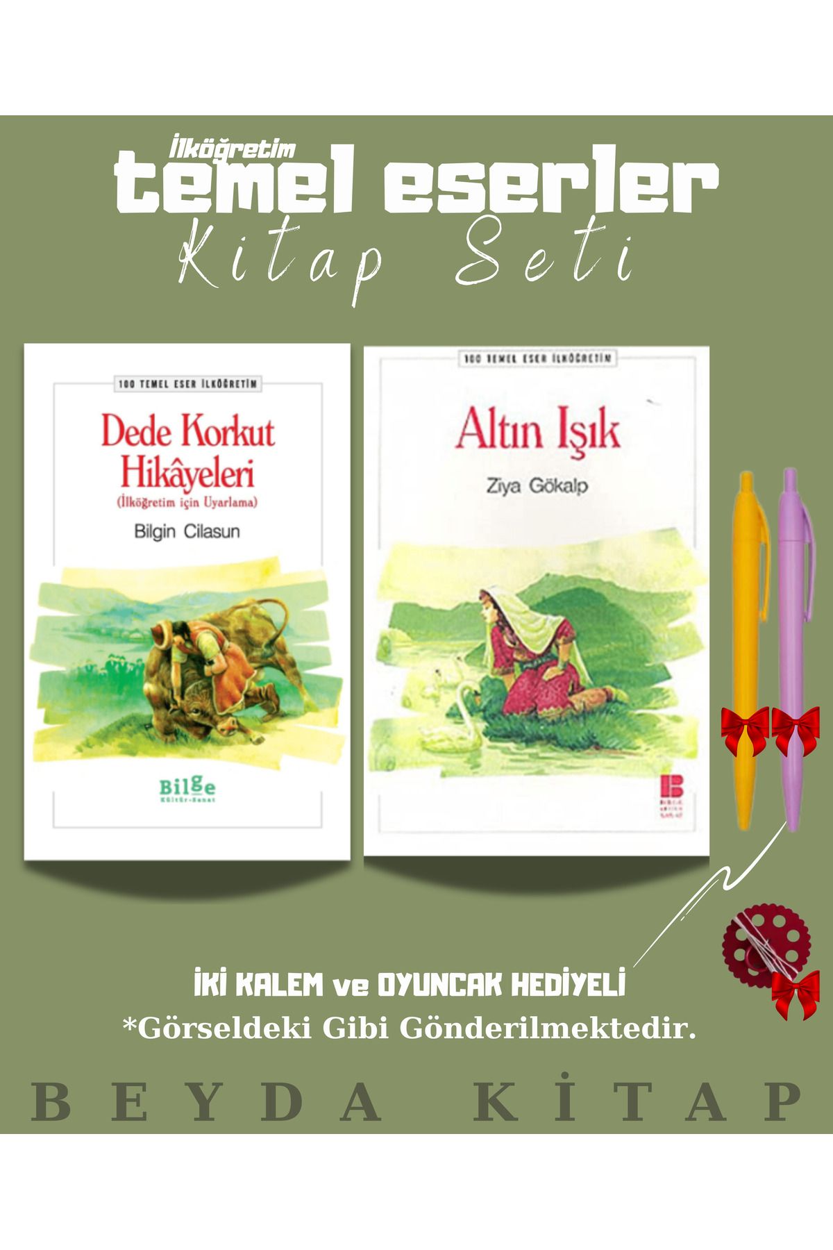 Bilge Kültür Sanat Dede Korkut Hikayeleri - Altın Işık - Oyuncak ve Kalem Hediyeli - 100 Temel Eser Kitap Seti