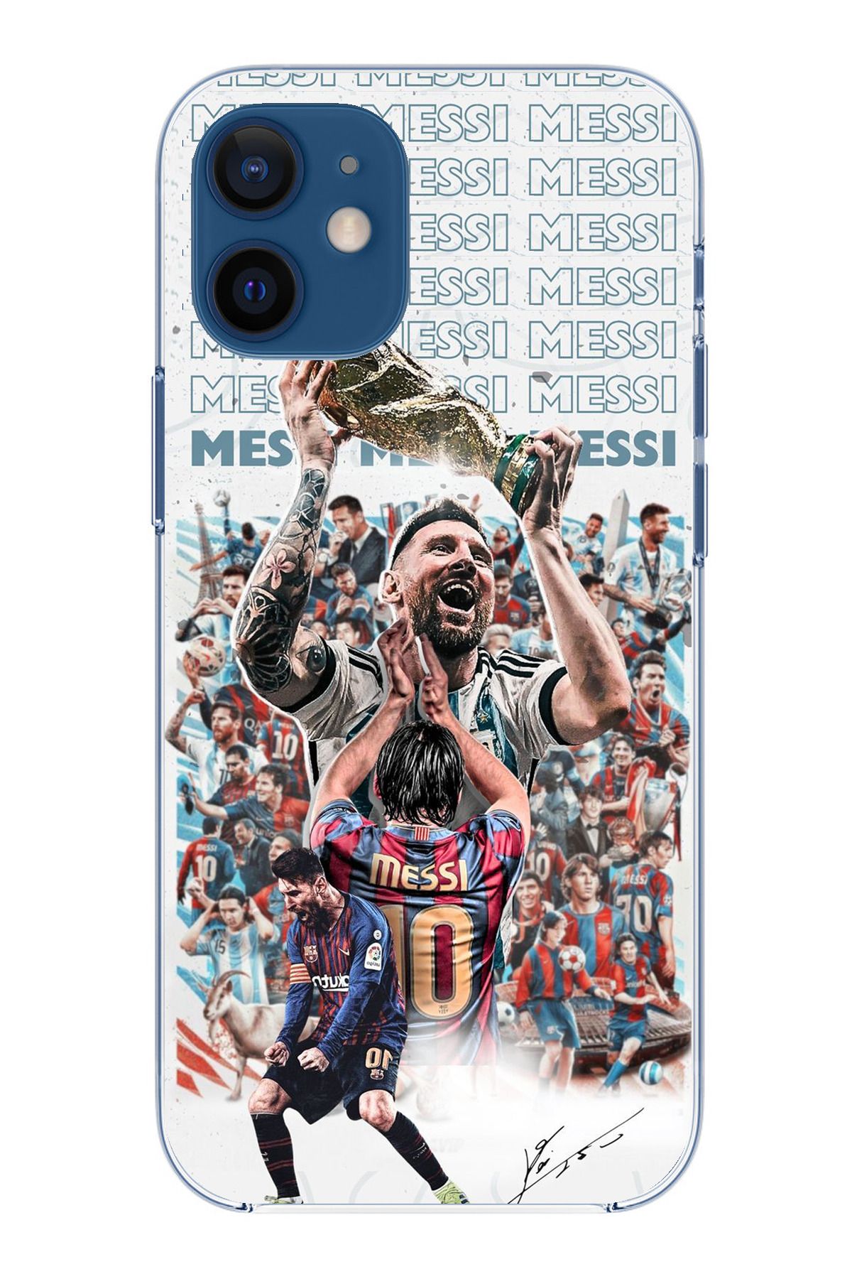 TechTree iPhone 12 Mini Uyumlu Messi Dünya Kupası Şeffaf Silikon Kılıf