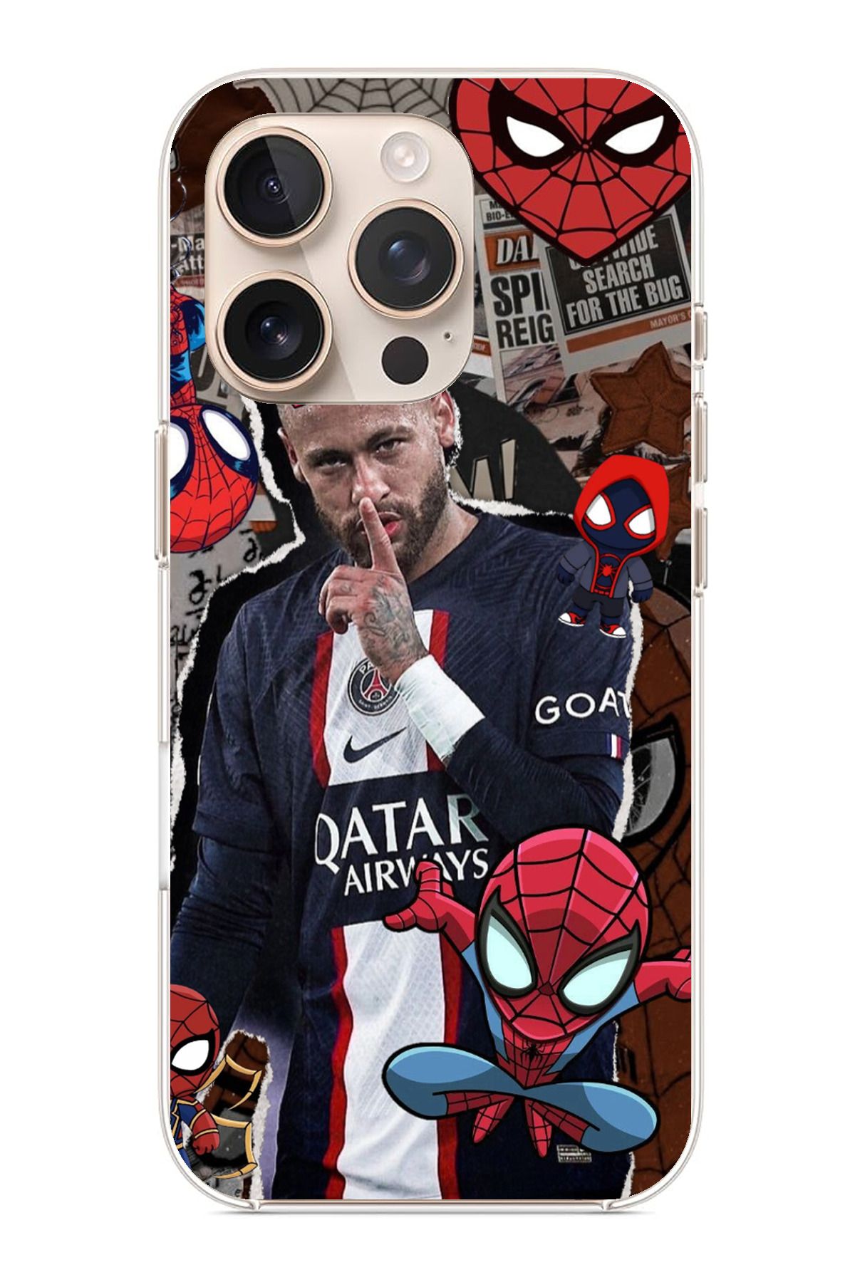 TechTree iPhone 16 Pro Max Uyumlu Neymar PSG Şeffaf Silikon Kılıf