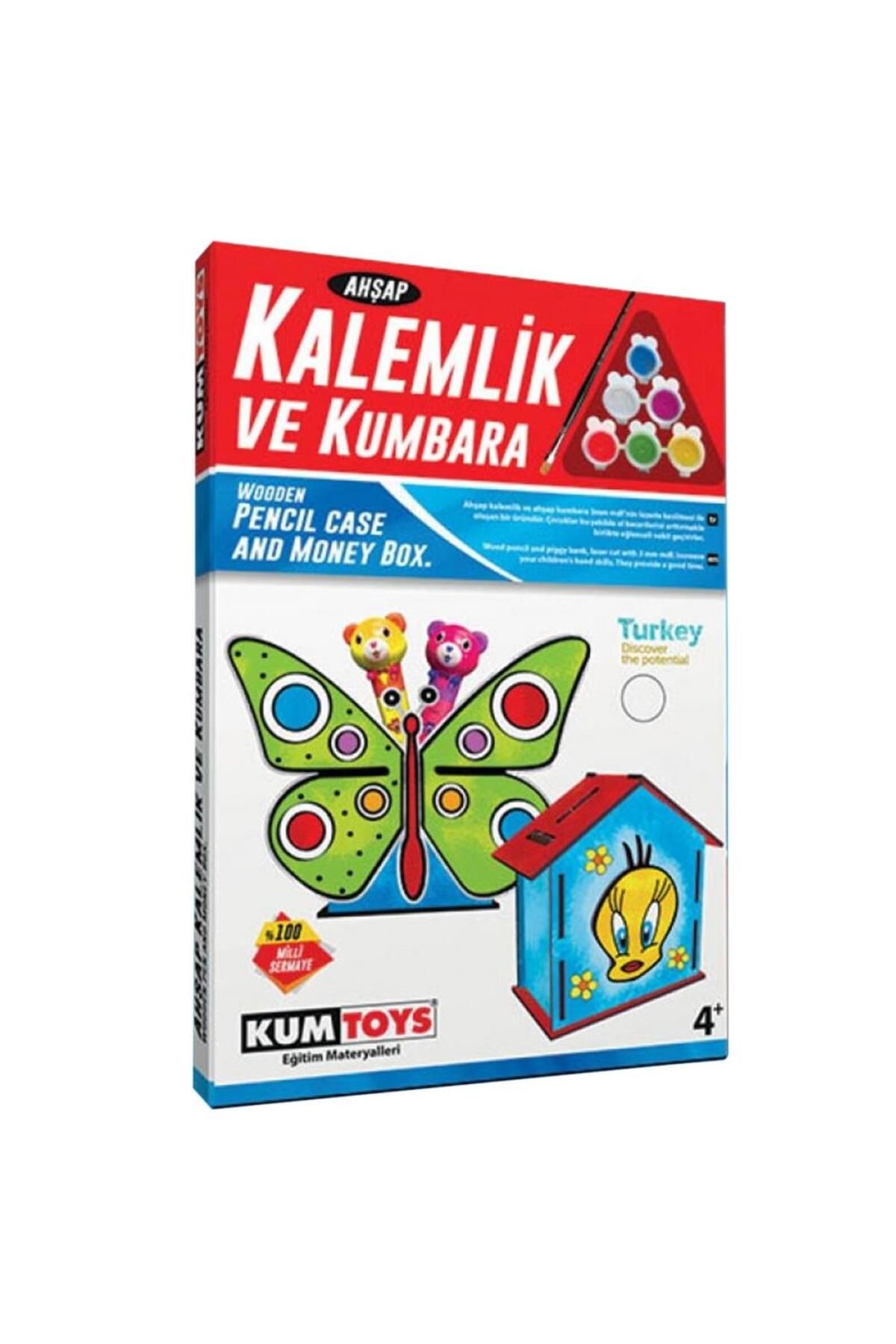 Shop58 5304 Ahşap Kalemlik ve Kumbara Seti