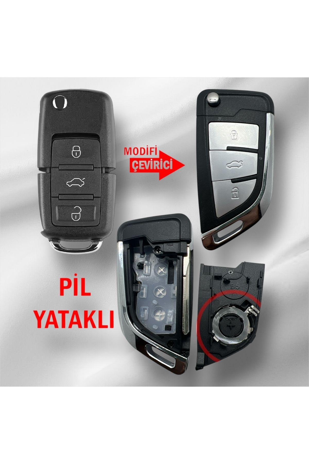Luxe Aksesuarr Volkswagen Golf Polo Jetta Bora Passat Transporter 3 Buton Çevirici-dönüşüm Kumanda Kabı