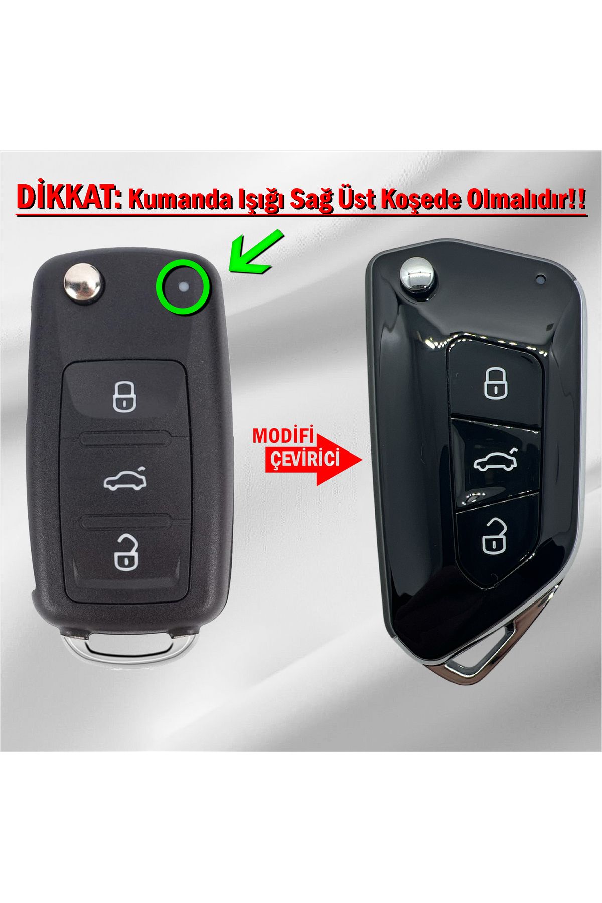 Luxe Aksesuarr Volkswagen Uds Golf Jetta Passat Polo Sustalı Çevirici - dönüşüm Kumanda Kabı 3 Buton