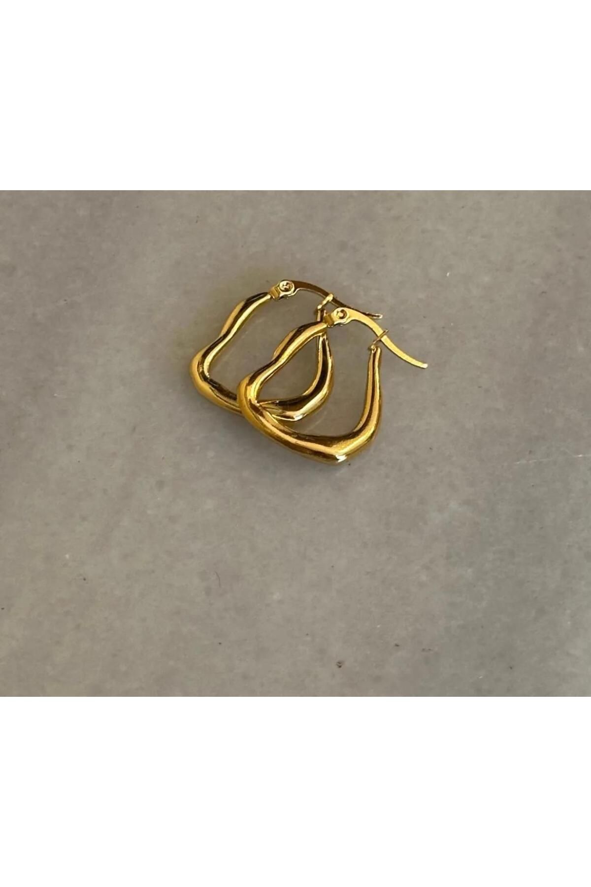 SEZGİLİ Vintage Çelik Gold Klipsli Küpe Anneler Günü Küpe