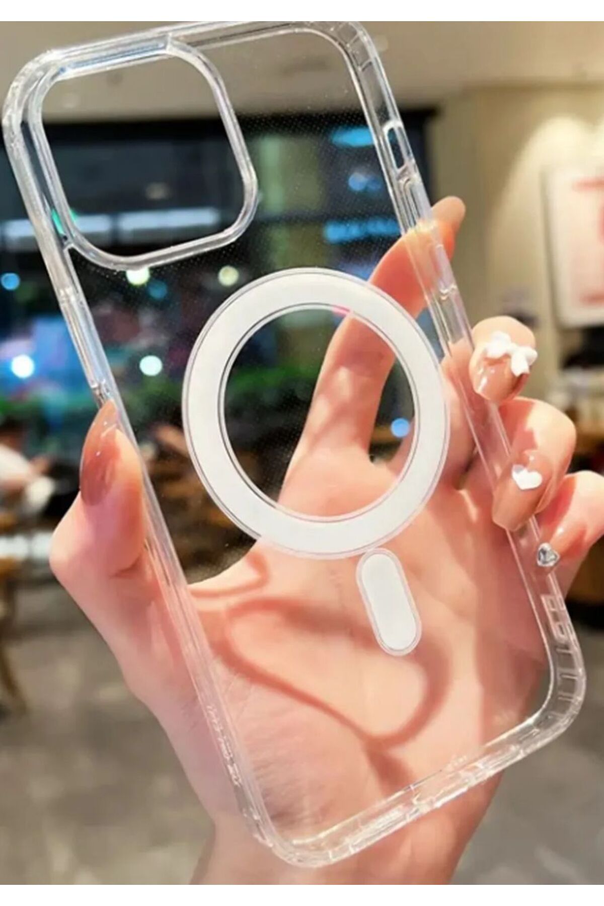 Buççin Iphone 13/14 Uyumlu Magsafe Özellikli Şeffaf Silikon Telefon Kılıf Kapak