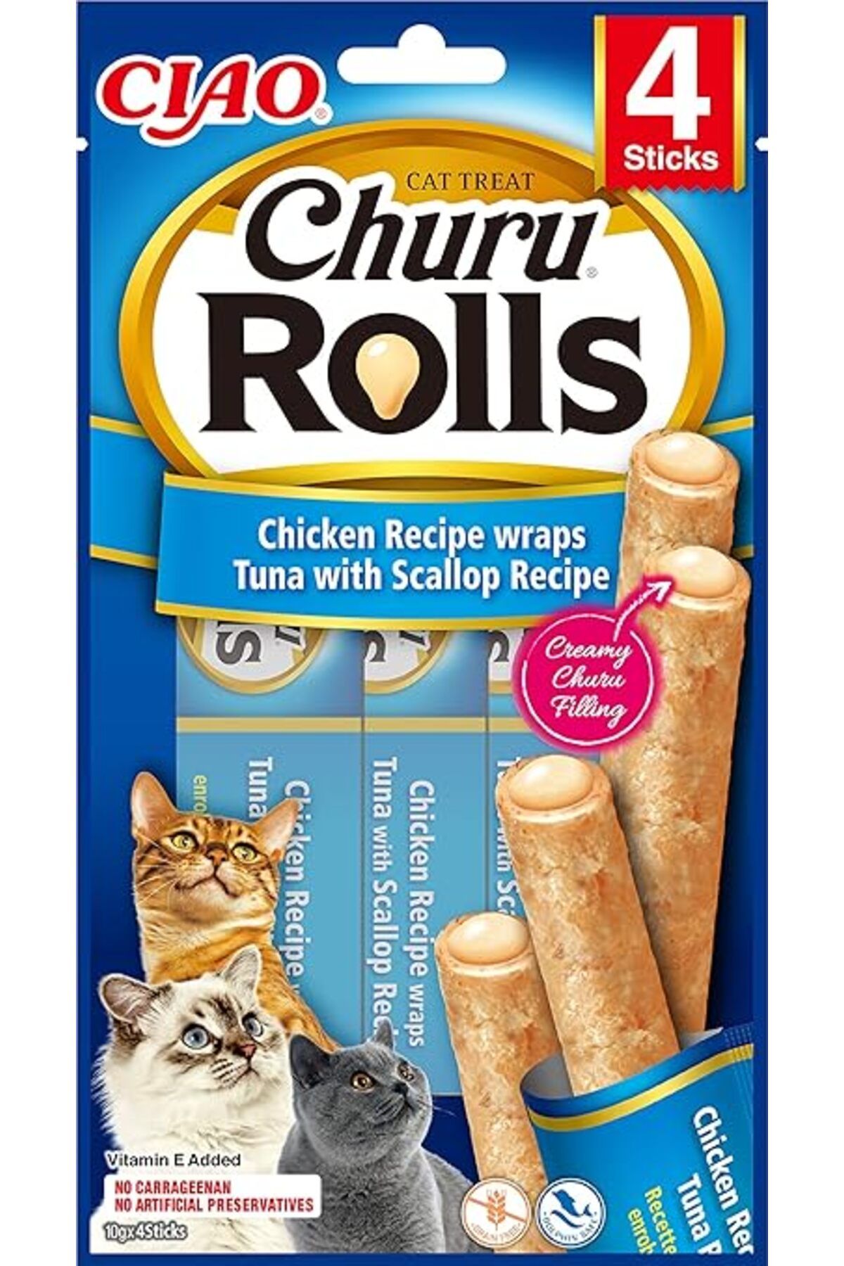 Orqinel INABA Churu Rolls kedi ödül kurabiyeleri,%88 nemli, sağlıklı atıştırmalıklar, tavuk, ton balığı ve d