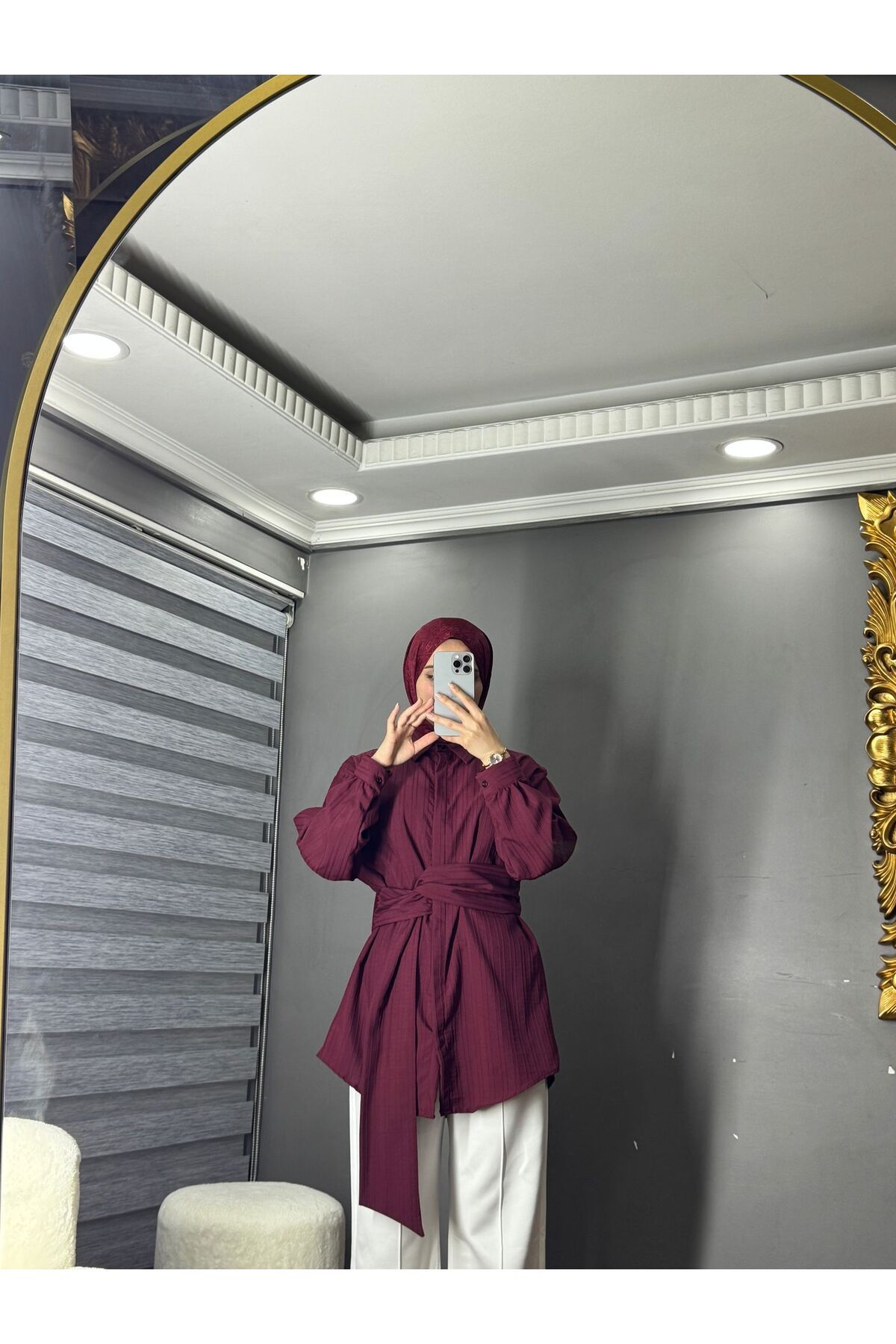 Lunovimoda Belden bağlamalı gömlek