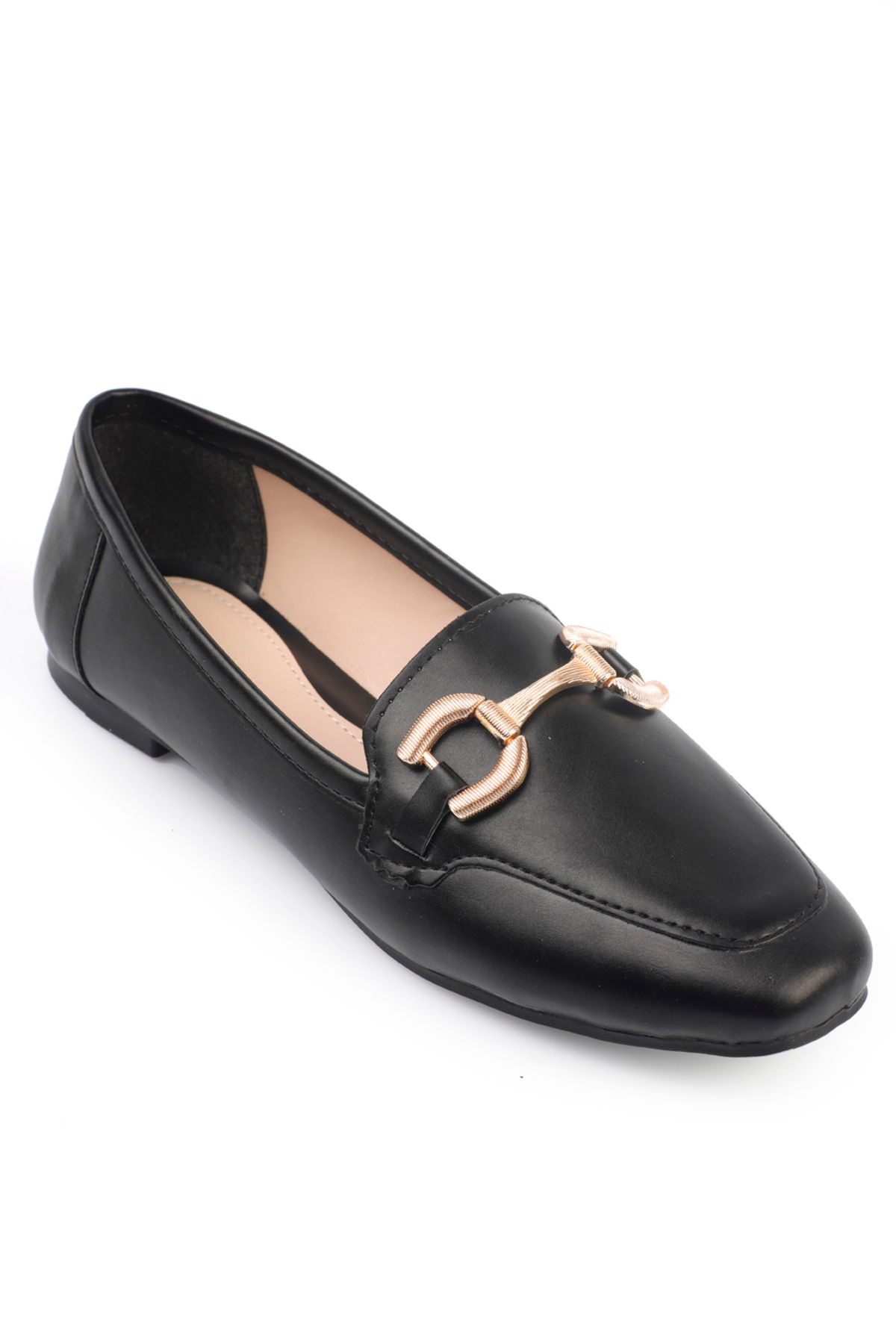 لوفر مشکی زنانه Loafer با لوازم جانبی دست و پنجه نرم Capone Outfitters