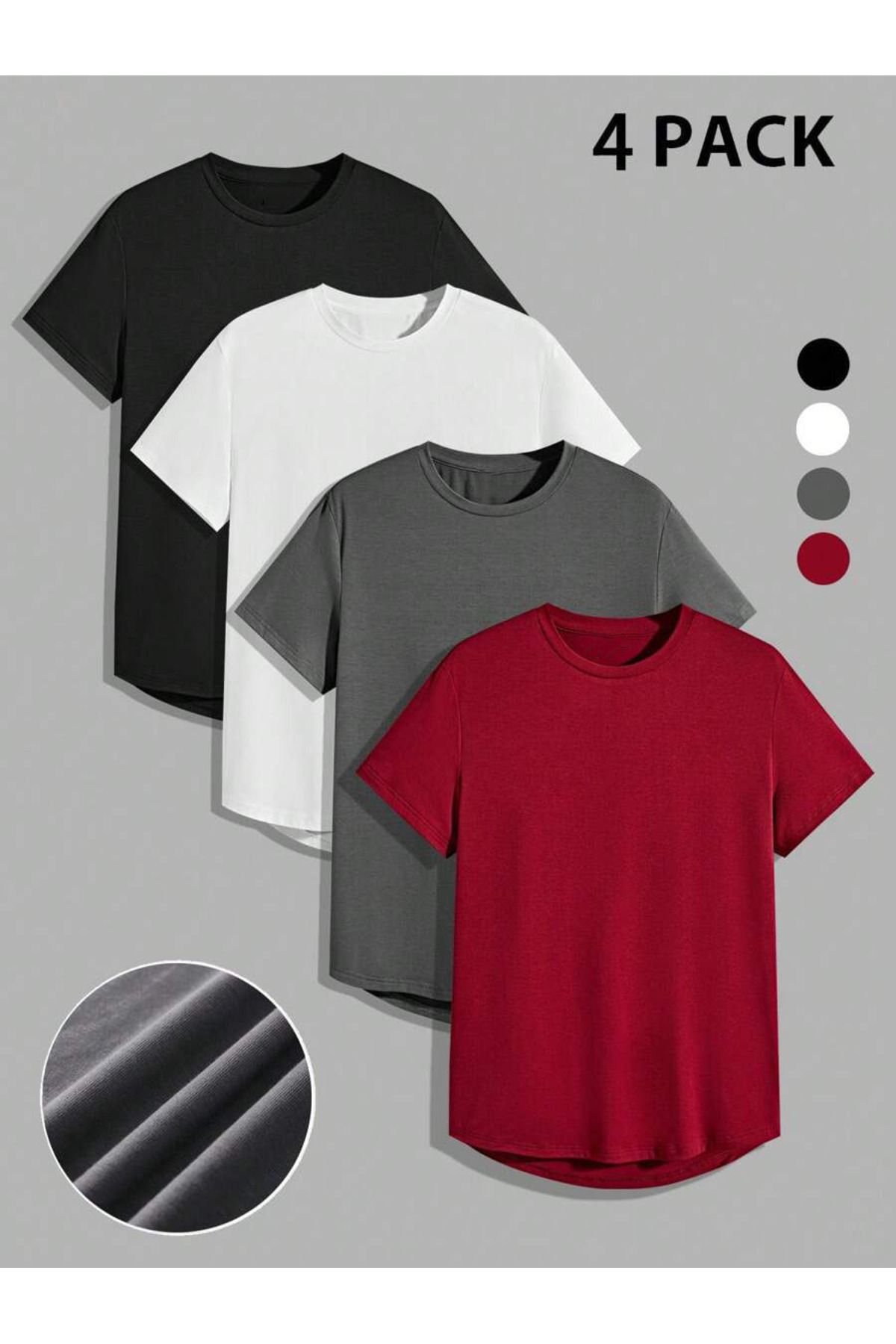 PAVRO Oversize Tshirt 4 parça DÜZ Çok Renkli tişört