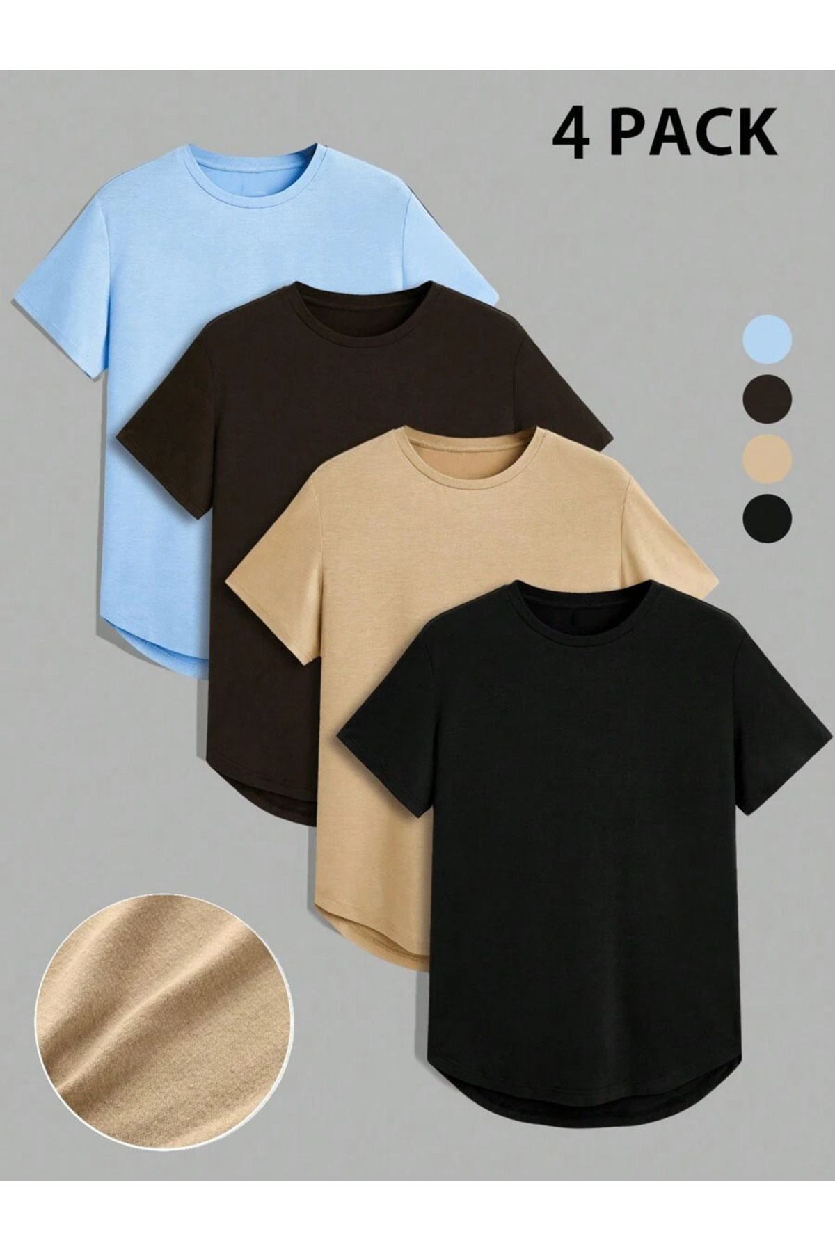 PAVRO Oversize Tshirt 4 parça DÜZ Çok Renkli tişört