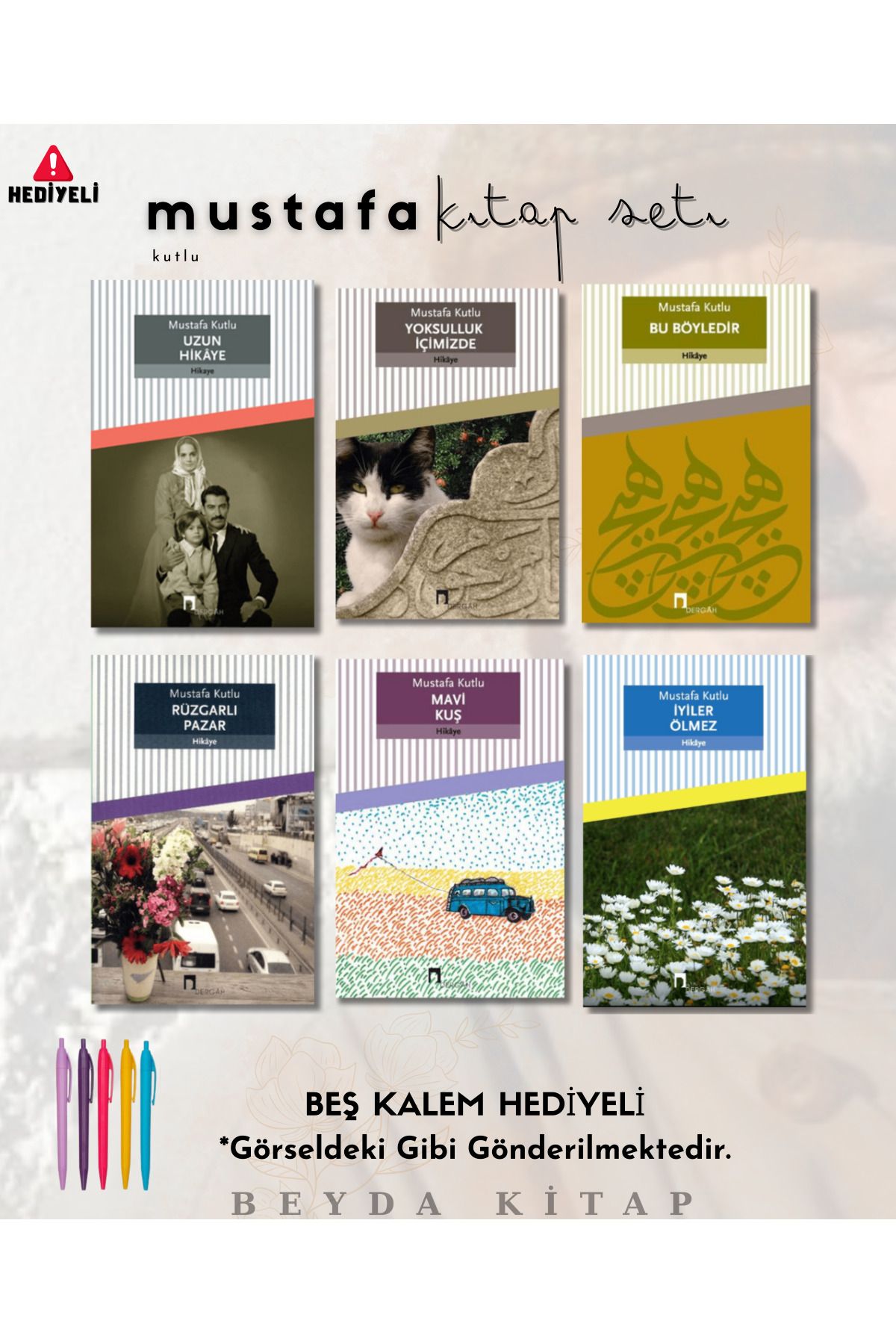 Dergah Yayınları Uzun Hikaye - Yoksulluk - Bu Böyledir - Rüzgarlı Pazar - Mavi Kuş - İyiler Ölmez - Kitap Seti