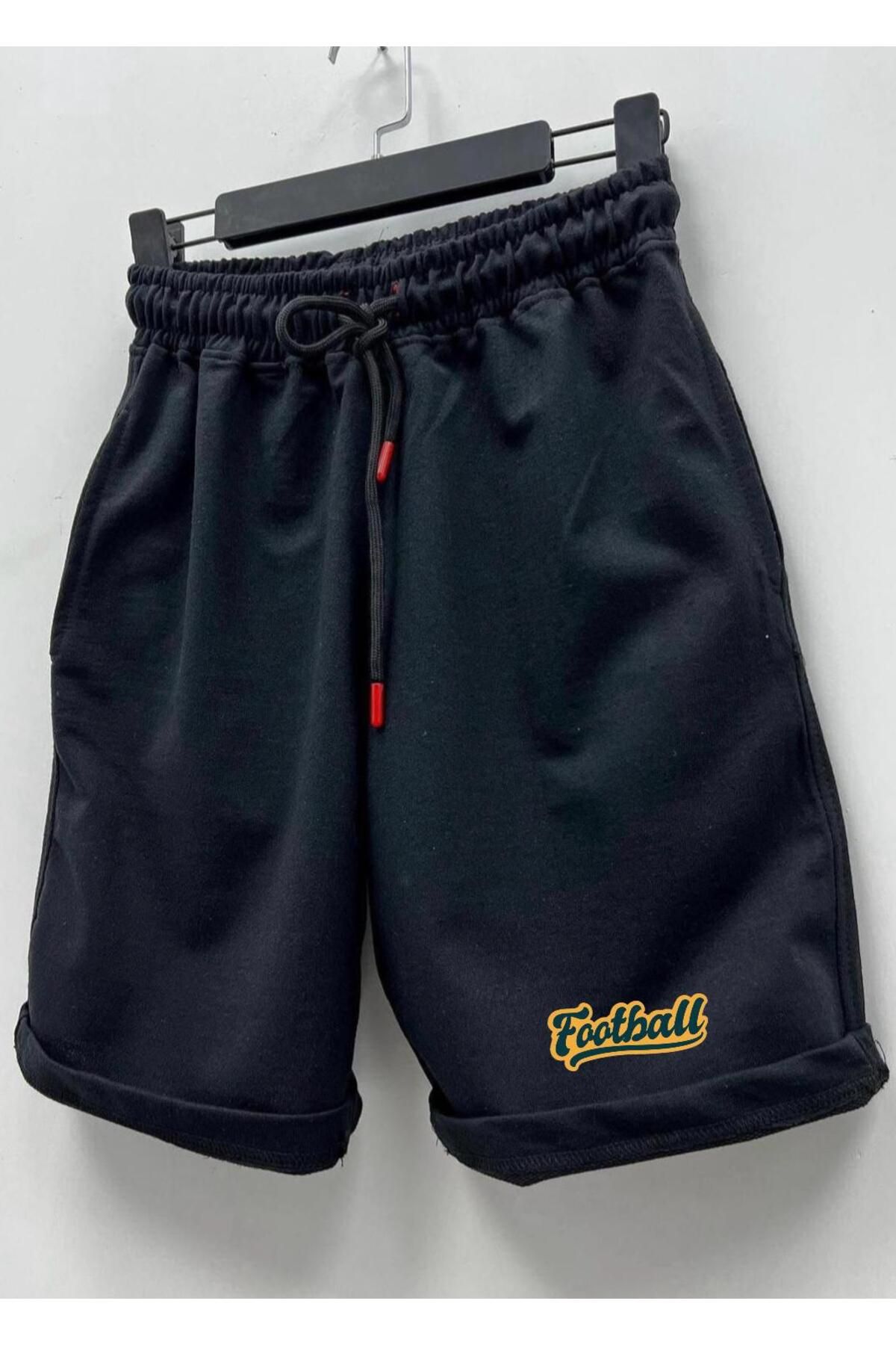 woonkey UNISEX BEL LASTİKLİ SİYAH YAZLIK TREND ŞORT