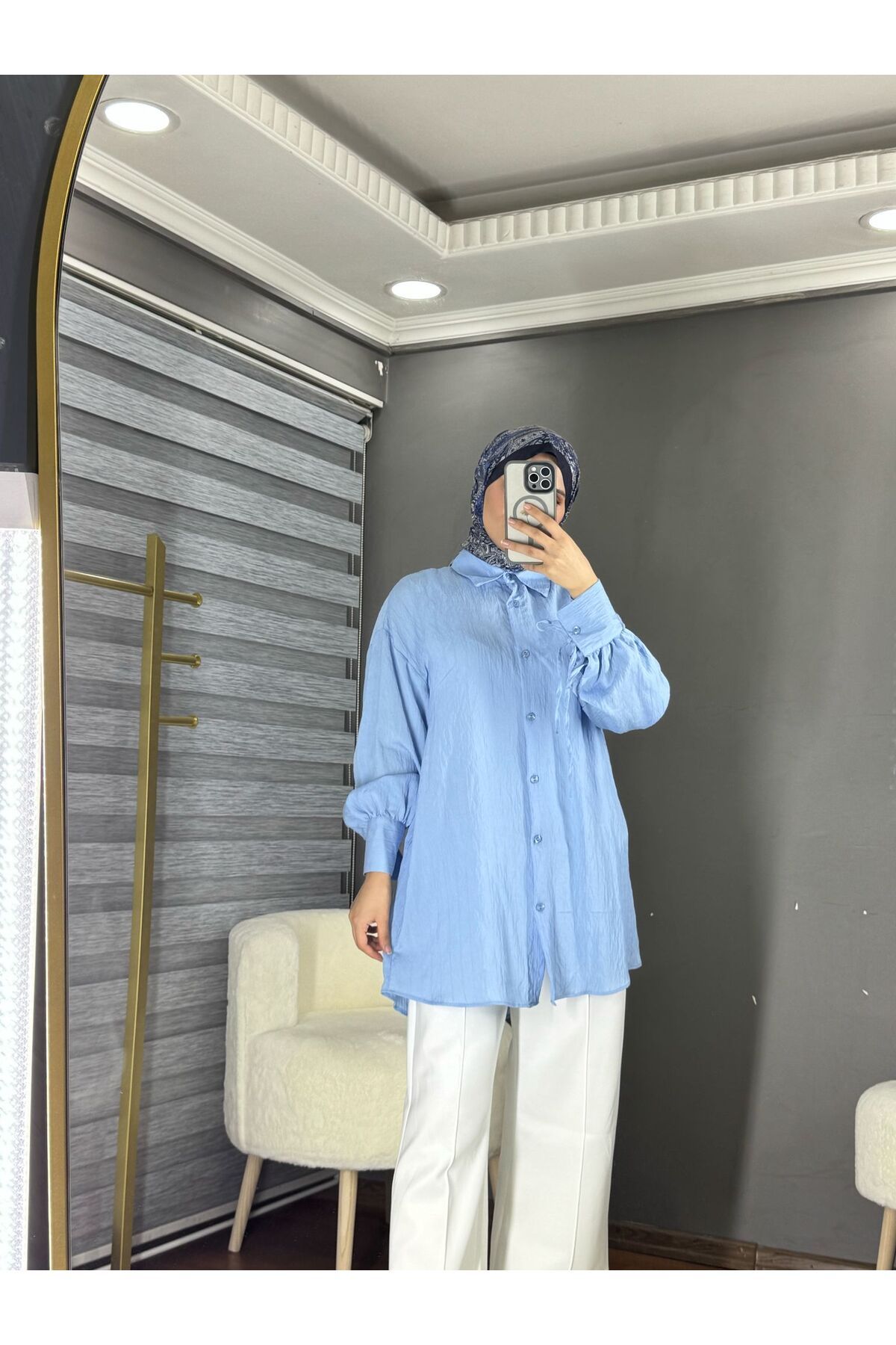 Lunovimoda Kolları bağcıklı gömlek