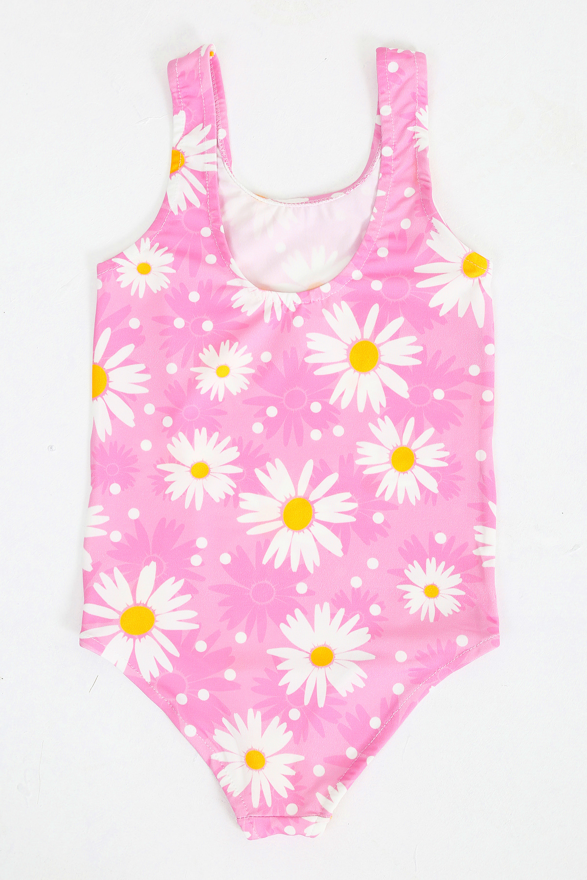 FırsatYeri Kız Çocuk Mayo Pembe Beyaz Papatya Desenli Rahat Hızlı Kuruyan Mayo Deniz Havuz Plaj Mayosu fotoğrafı 4 (önizleme)