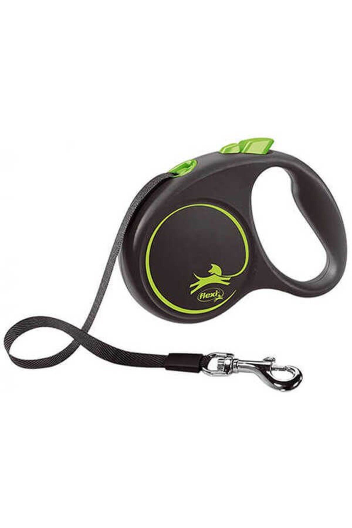 Orqinel Flexi Black Design Şerit Otomatik Köpek Gezdirme Tasması Yeşil Large 5 Mt