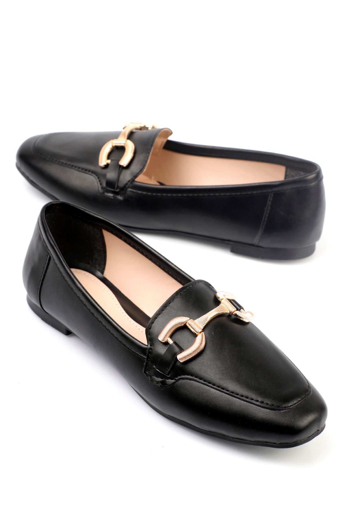 لوفر مشکی زنانه Loafer با لوازم جانبی دست و پنجه نرم Capone Outfitters