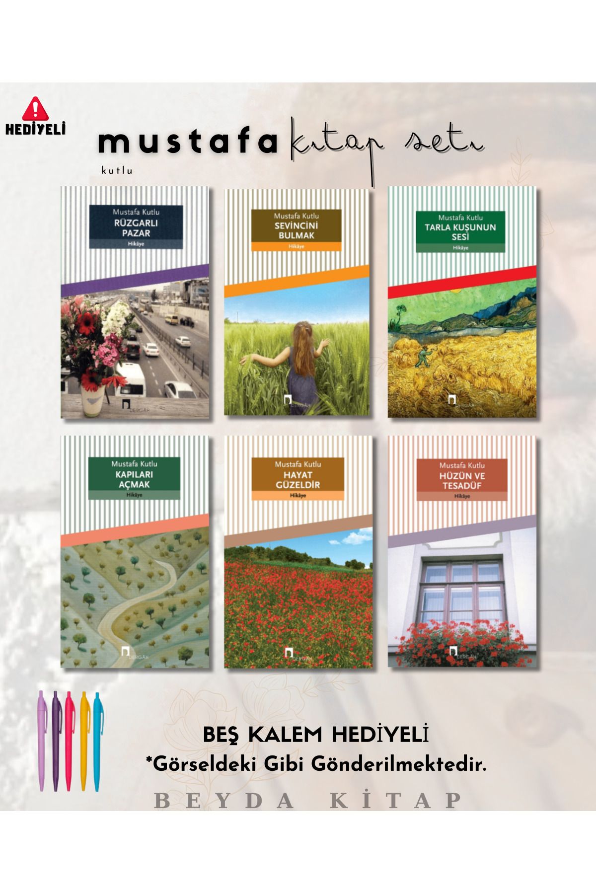 Dergah Yayınları Rüzgarlı Pazar - Sevincini Bulmak - Hayat Güzeldir - Hüzün Tesadüf - Kapıları Açmak - Kitap Seti
