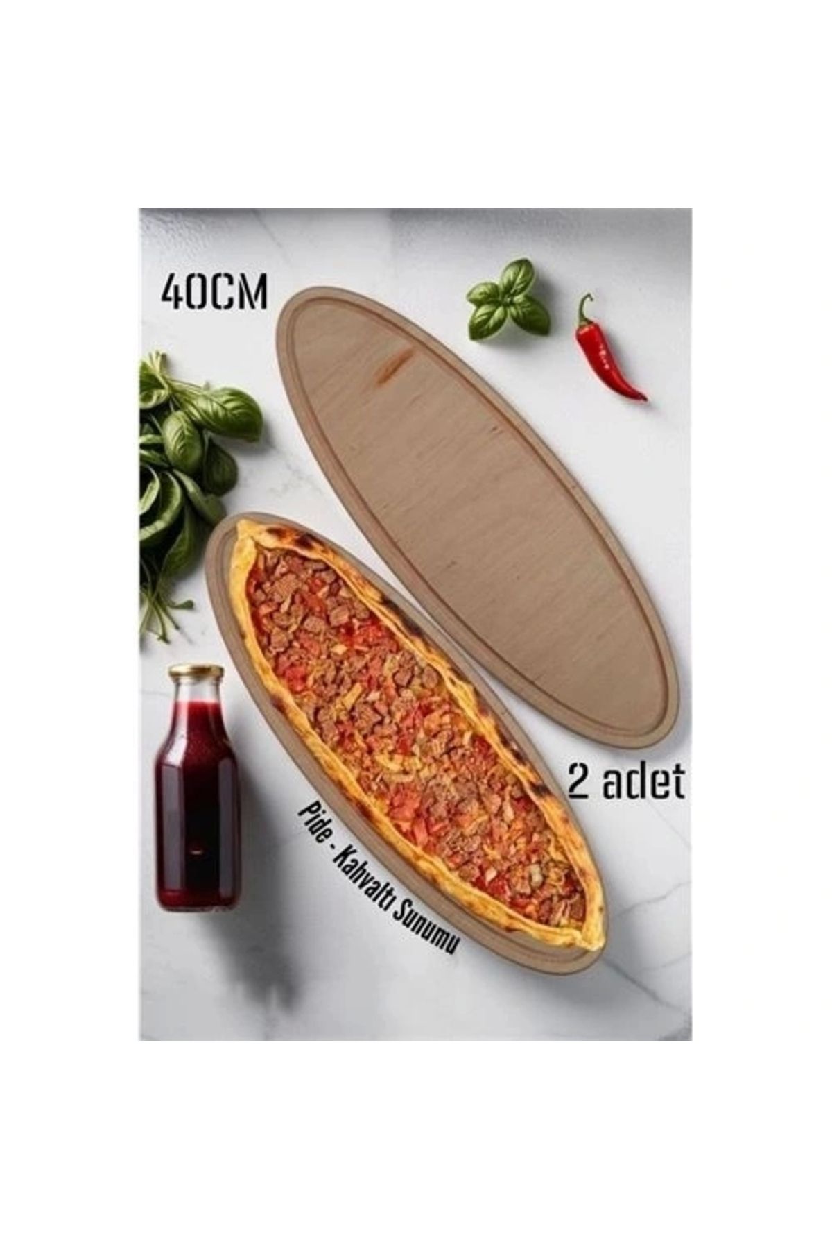 STOREMAX Ahşap Pide Sunum ve Kesim Tahtası 2 adet 40 Cm