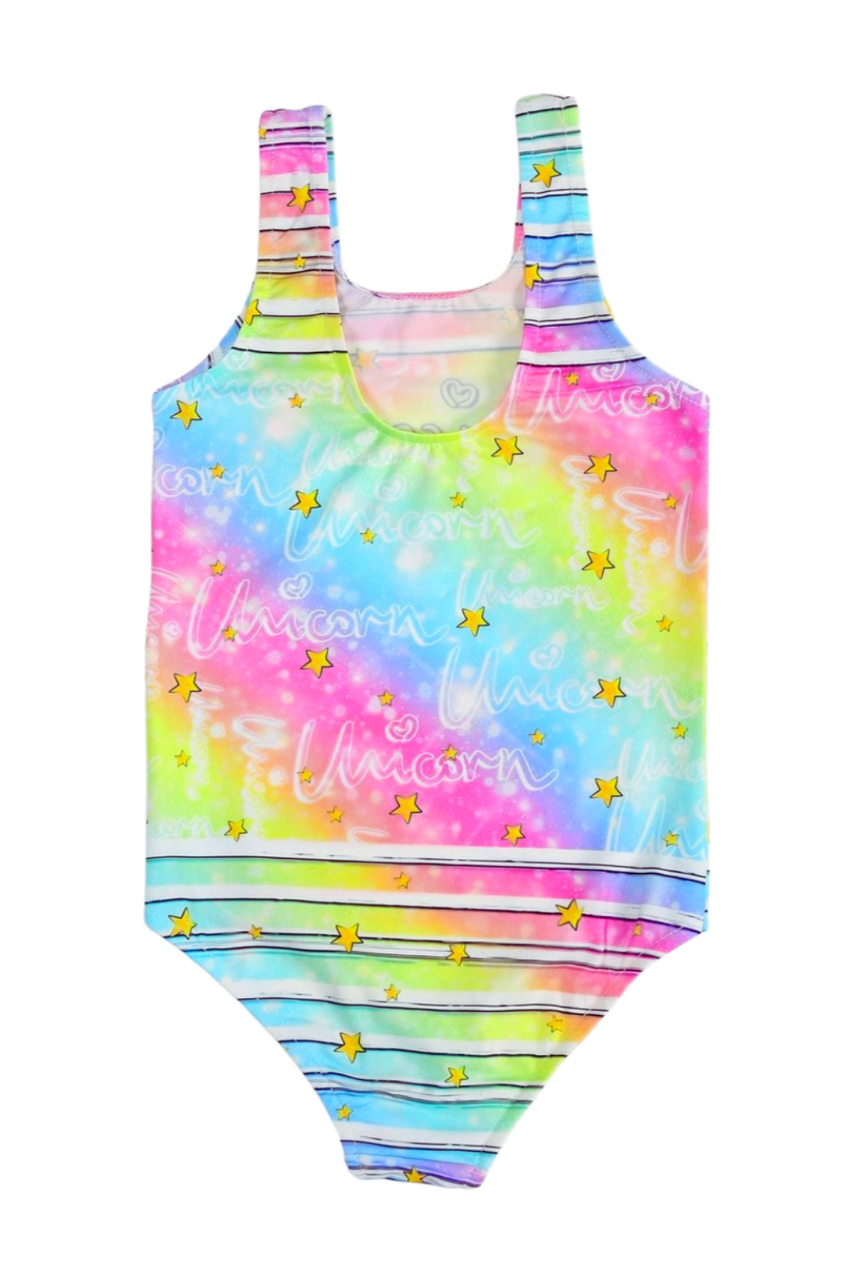 FırsatYeri Renkli Gökkuşağı Unicorn Desenli Kız Çocuk Mayo Rahat Hızlı Kuruyan Mayo Deniz Havuz Plaj Mayosu fotoğrafı 2 (önizleme)