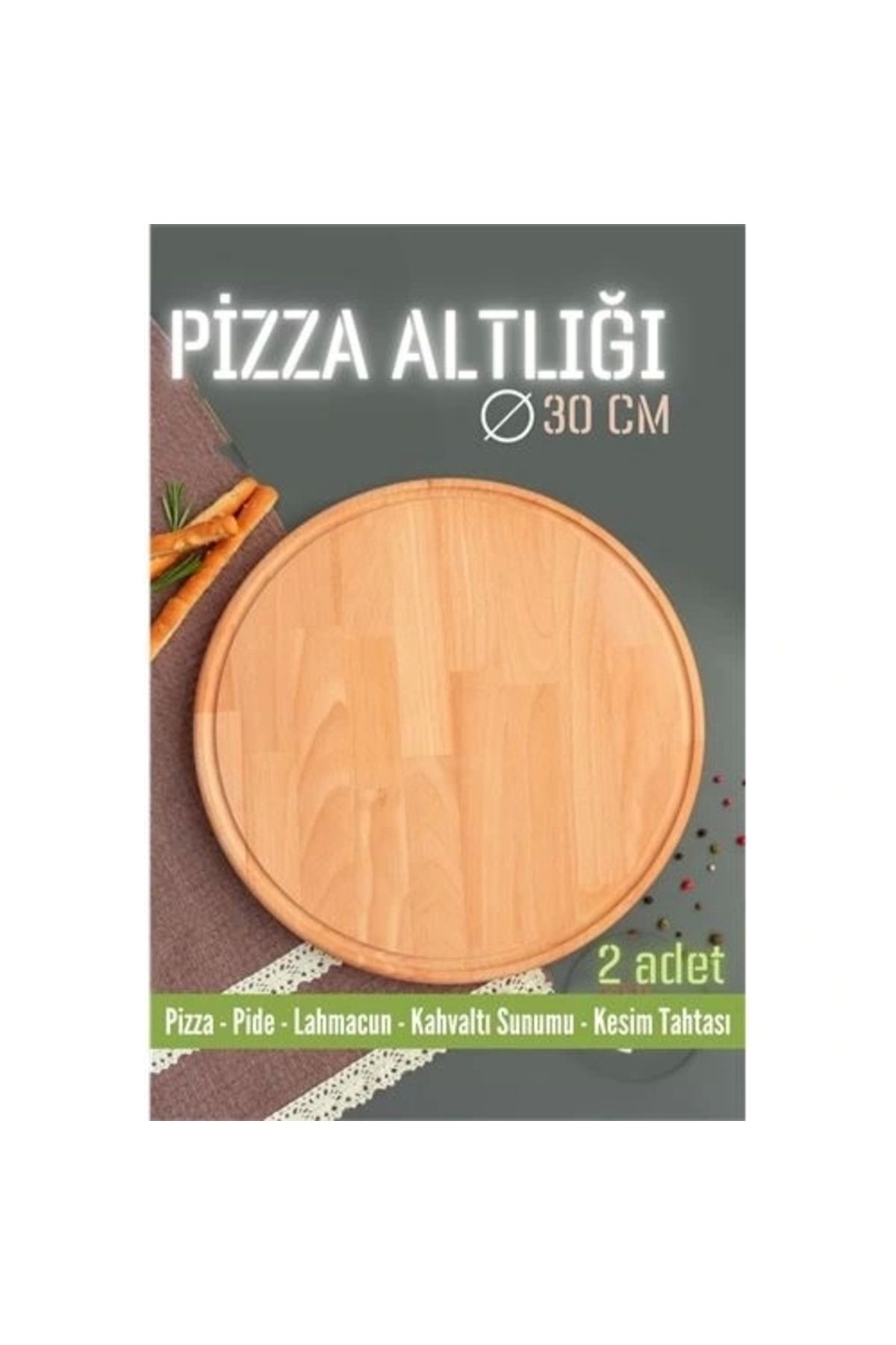 STOREMAX Ahşap Pizza Lahmacun Pide Sunum ve Kesim Tahtası 30 cm 2 ADET