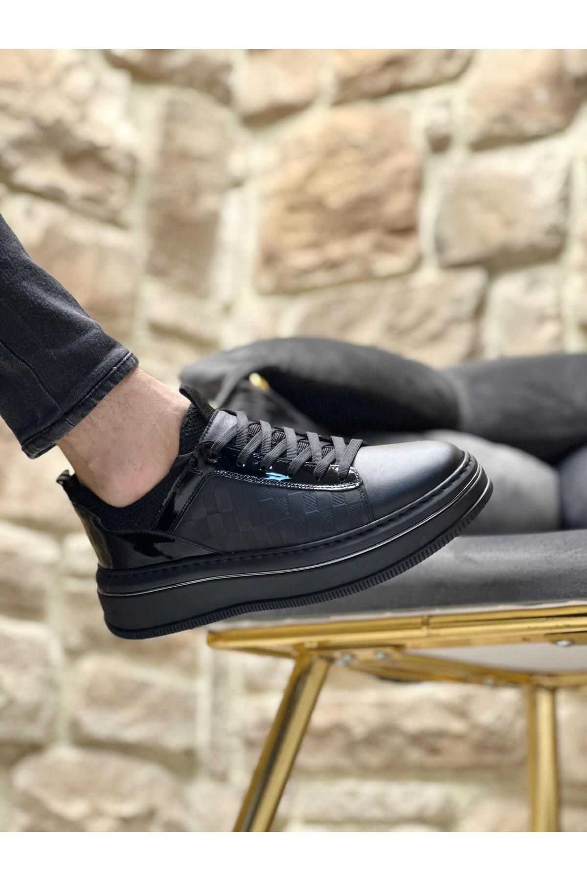 ByItallanoshoes BLACK ALEX 0069 HAKİKİ DERİ GÜNLÜK ERKEK SNEAKER SİYAH