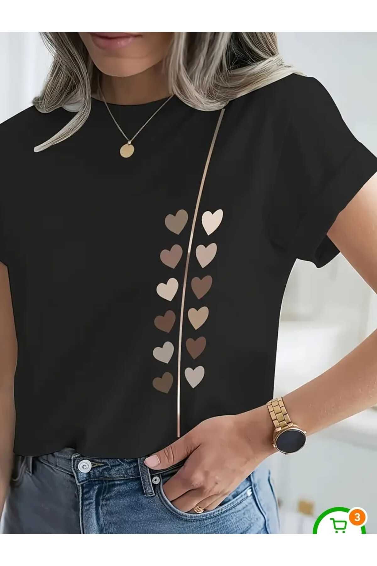 TekTarzz Unisex Kalp Yolu Baskılı Tasarım Tshirt