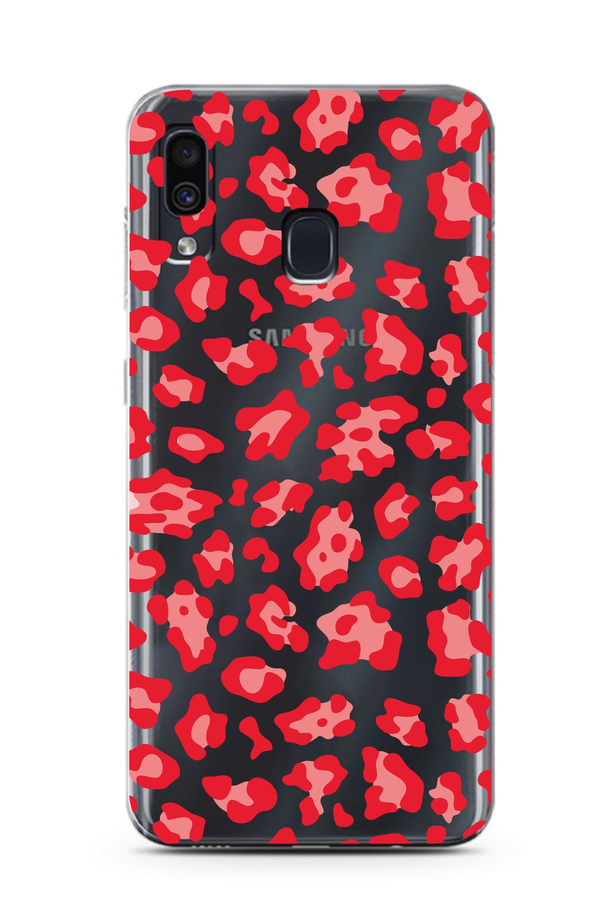 moonset Samsung Galaxy A20 / A30 Uyumlu Leopar Desen Tasarımlı Baskılı Şeffaf Telefon Kılıfı