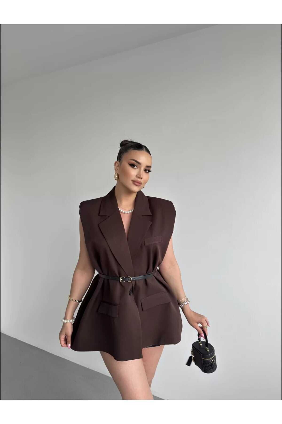 POLANGEL Blazer Astarlı Düğmeli Ceket Yelek
