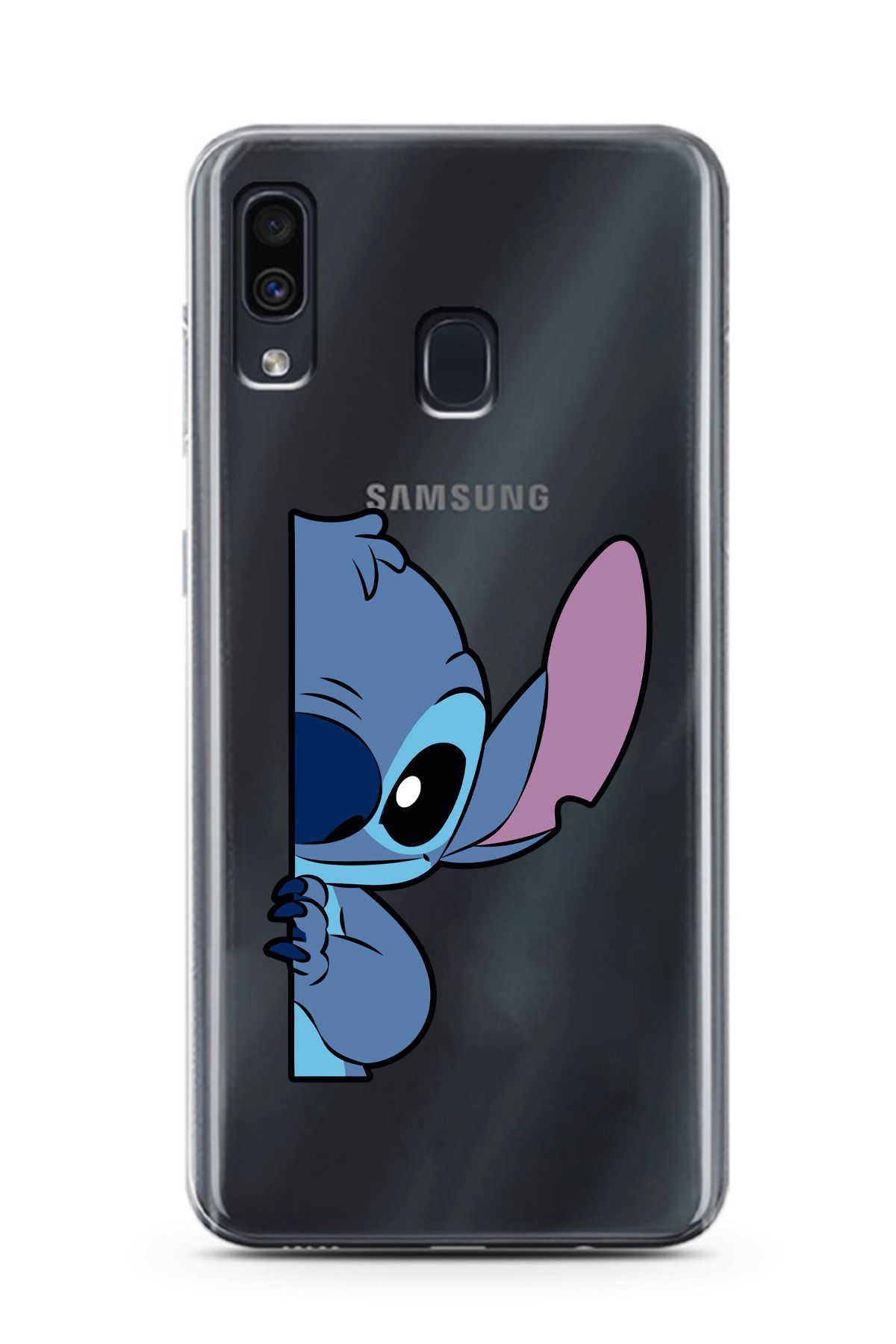 moonset Samsung Galaxy A20 / A30 Uyumlu Stitch Tasarımlı Baskılı Şeffaf Telefon Kılıfı