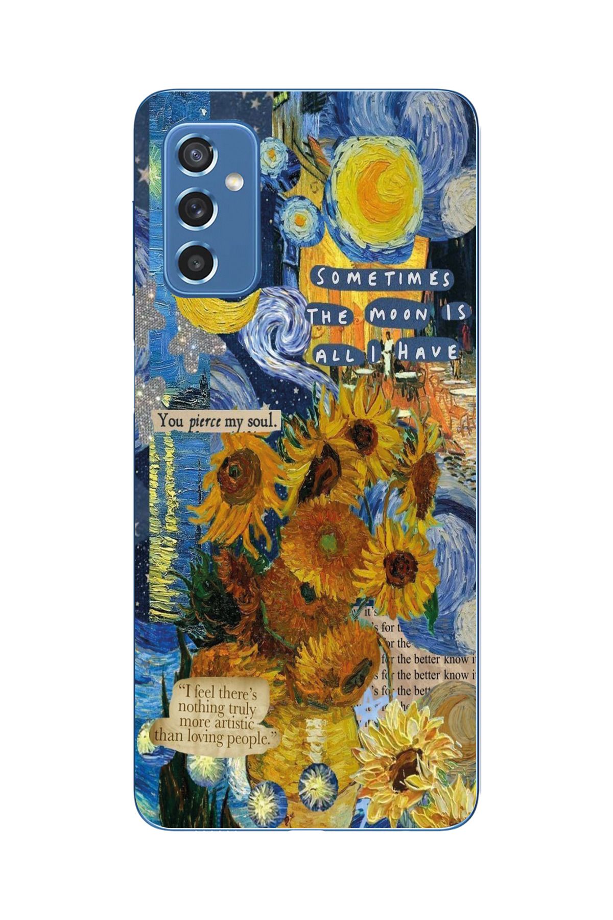 moonset Samsung Galaxy M52 Uyumlu Van Gogh Tasarımlı Baskılı Şeffaf Telefon Kılıfı