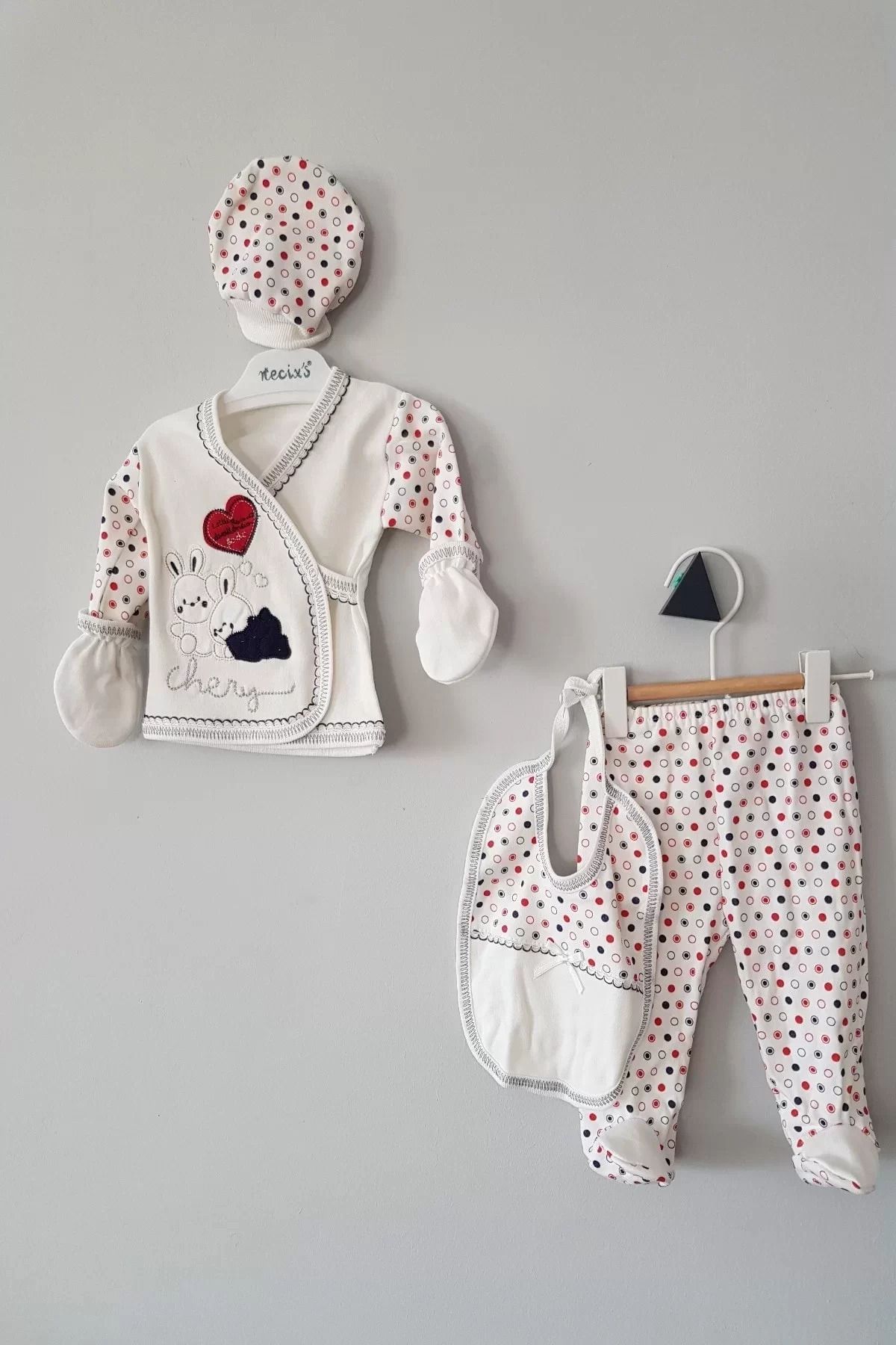 Shop58 Erkek Bebek Kutulu Tavşan 5li Zıbın Seti