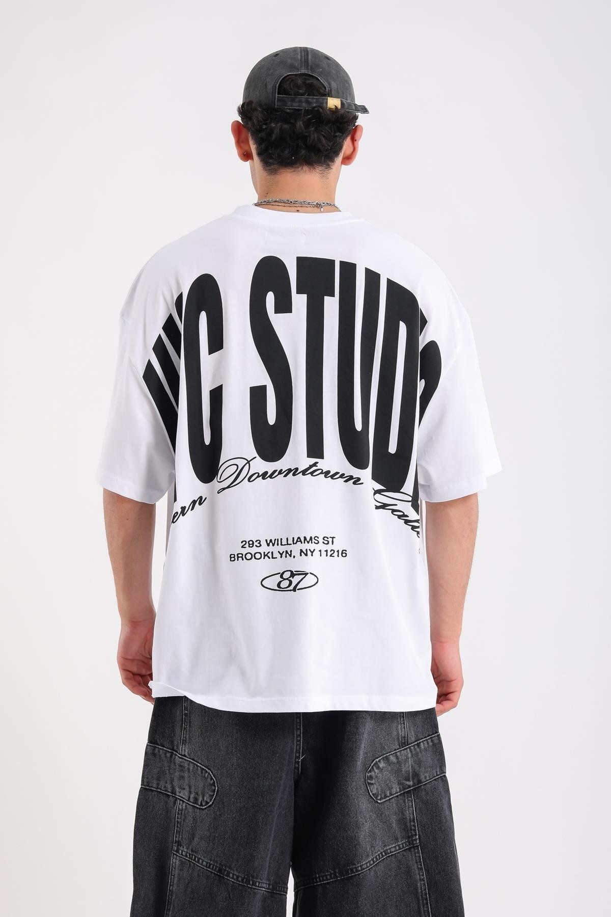 Jr.Crime NYC Baskılı Beyaz Oversize Tshirt