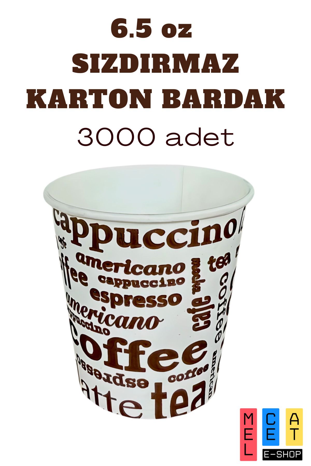 Melceat Çok Amaçlı Karton Bardak 6,5 Oz – 50’li × 60 Paket (3000 Adet) – Sıcak & Soğuk İçecekler İçin