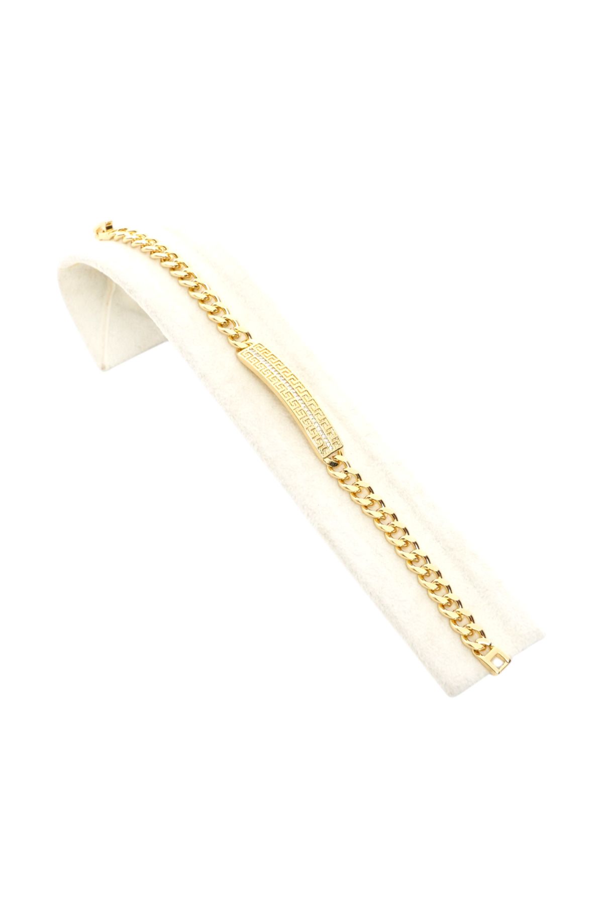 XUPING JEWELRY Xuping Marka - 14K Altın Renginde Kalın Zirkon Taşlı Çelik Bileklik