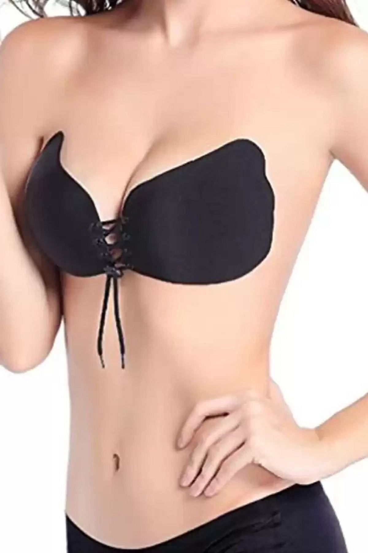 Shop58 Ayarlanabilir Siyah Yapışkanlı Toparlayıcı Ve Dikleştirici Dekolte Sütyeni