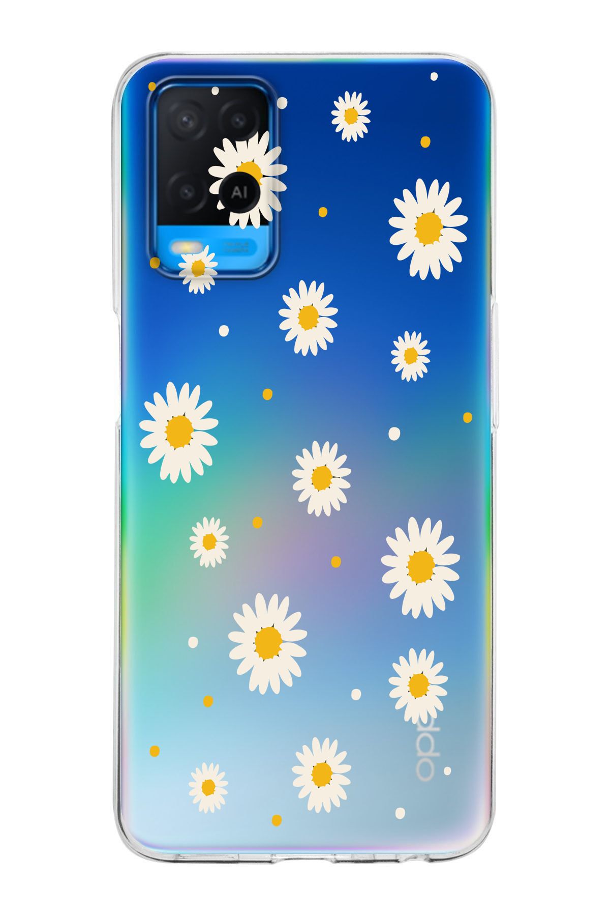 moonset Oppo A54 Uyumlu Papatya Tasarımlı Baskılı Şeffaf Telefon Kılıfı