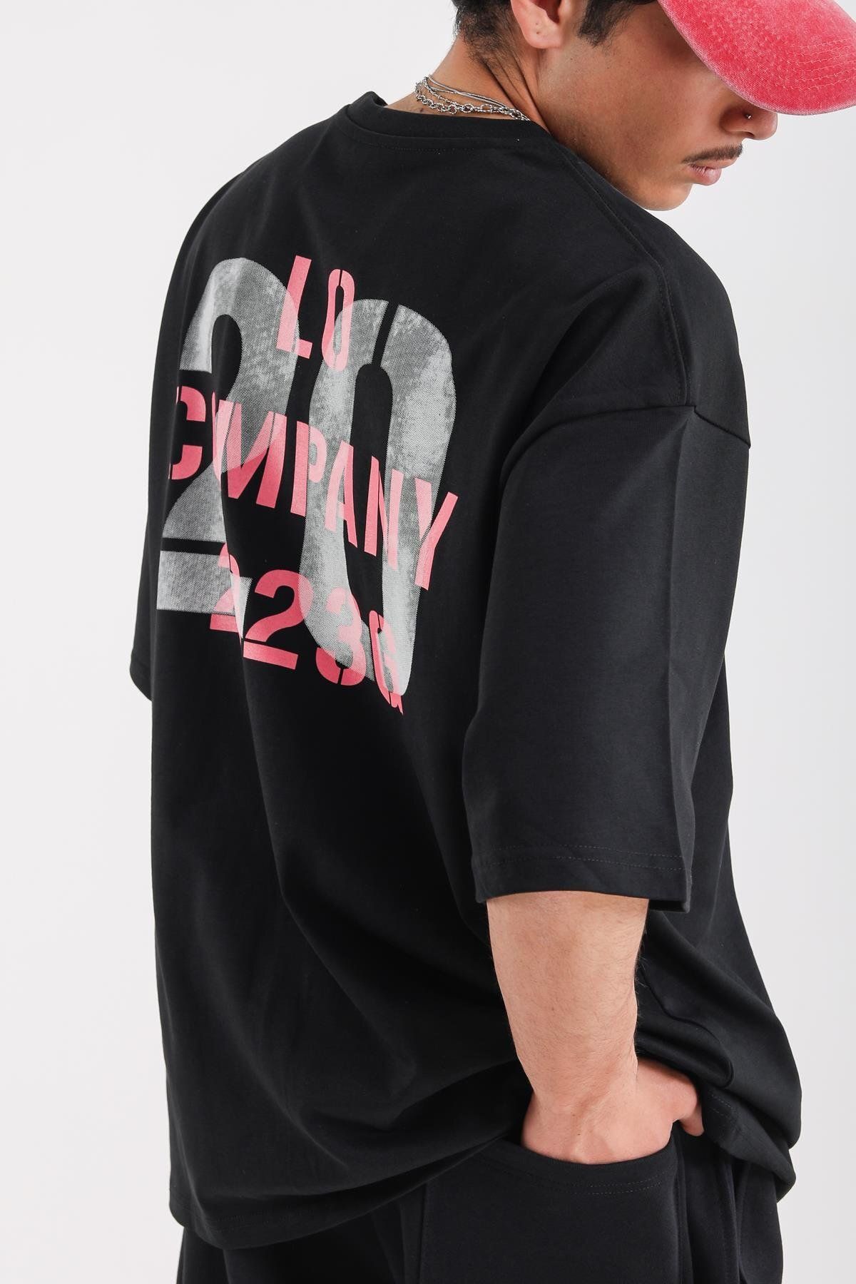 Jr.Crime Siyah Lo Company Baskılı Oversize Tshirt