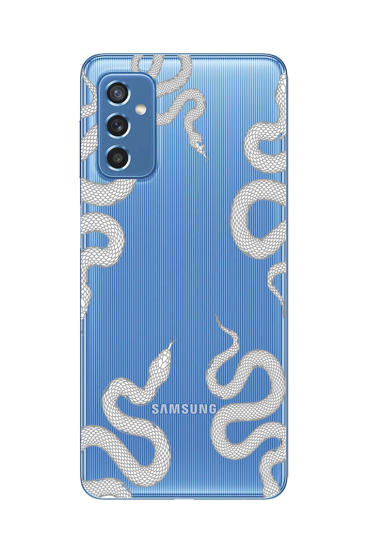 moonset Samsung Galaxy M52 Uyumlu Yılan Tasarımlı Baskılı Şeffaf Telefon Kılıfı