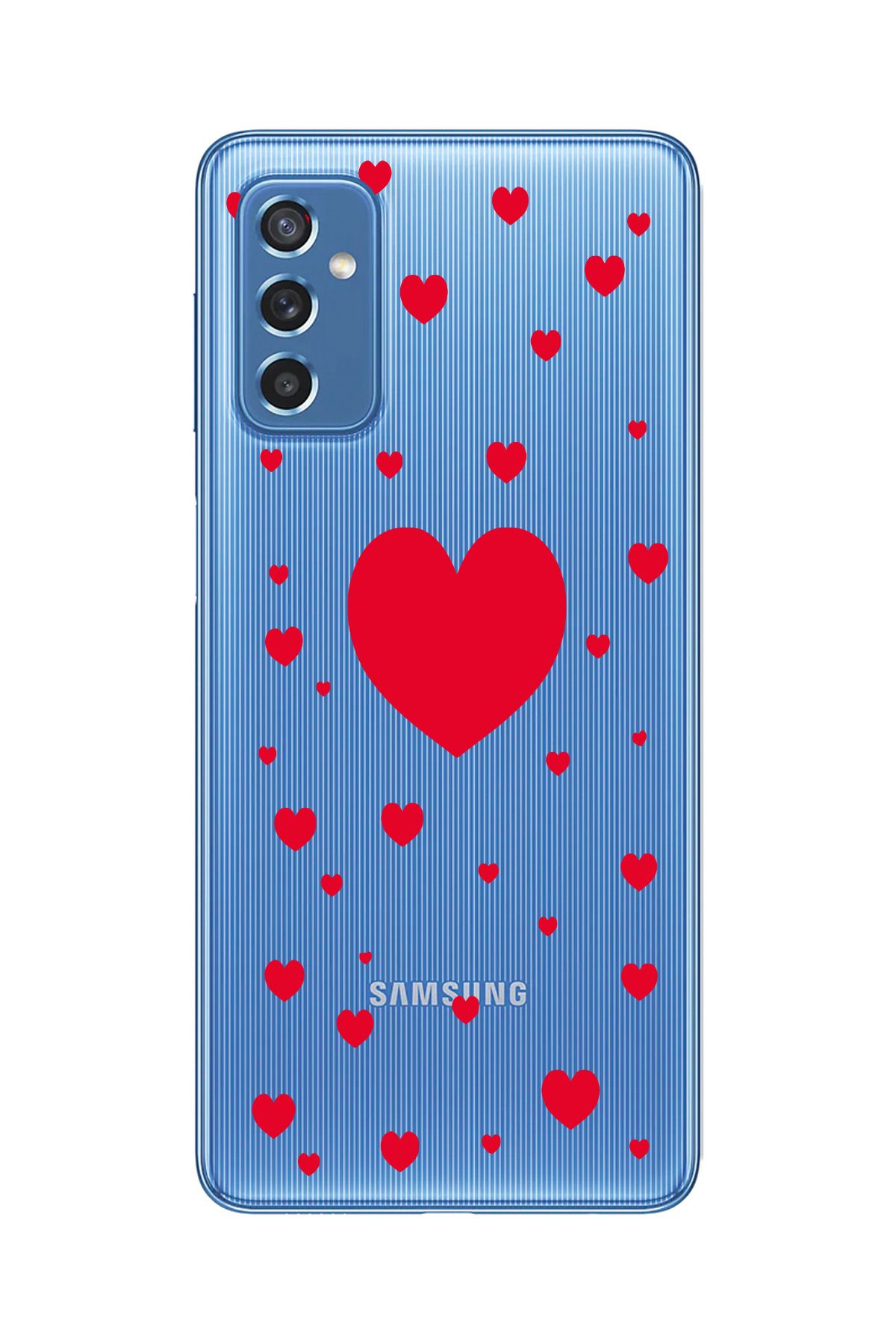 moonset Samsung Galaxy M52 Uyumlu Kalpler Tasarımlı Baskılı Şeffaf Telefon Kılıfı