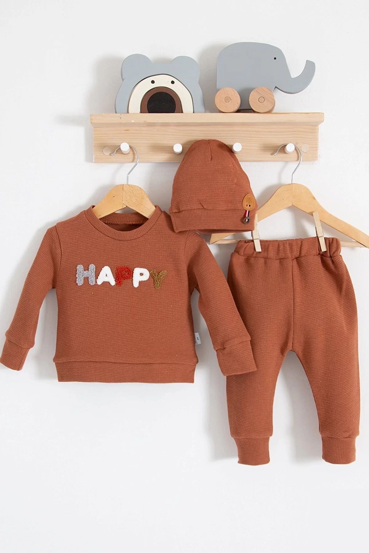 Shop58 Happy Nakışlı 2'li Pamuklu Erkek Bebek Takım