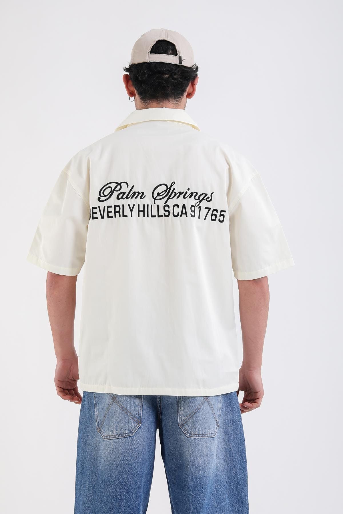 Jr.Crime Krem Kısa Kollu Spring Oversize Gömlek
