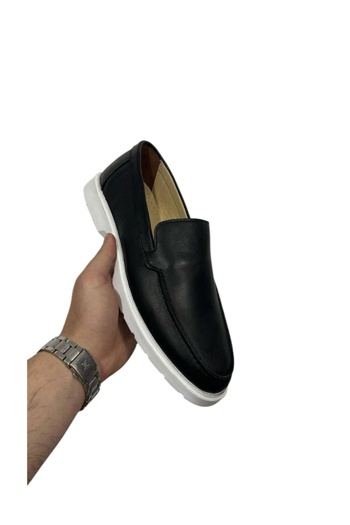 Greyybull Shoes siyah beyaz günlük rok loafer ayakkabı-siyah yazlık hafif rahat ayakkabı